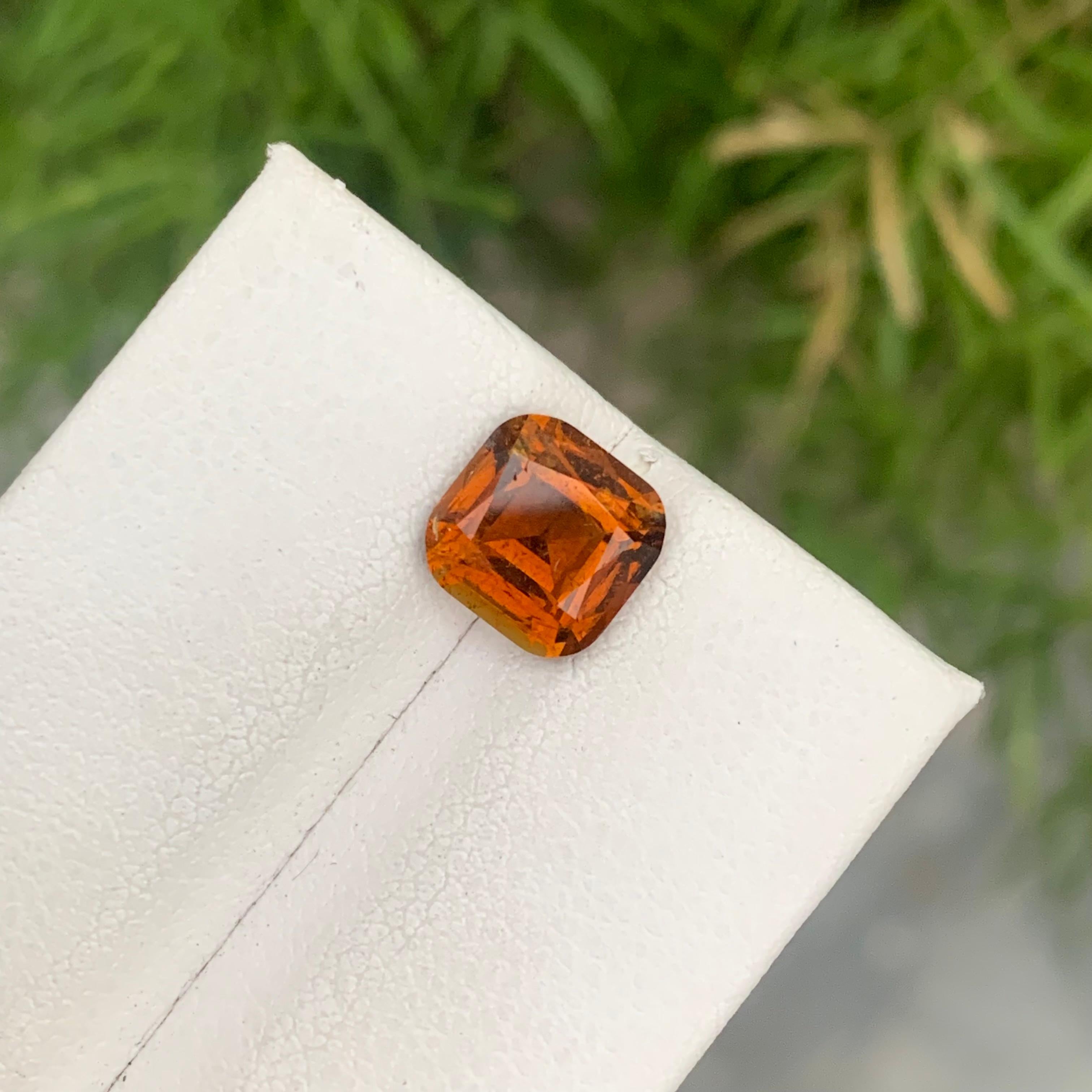 Women's or Men's Gorgeous 1.90 Carat Natural Loose Brown Orange Cushion Tourmaline Gemstone For Sale