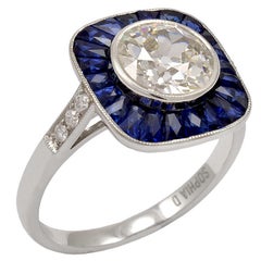 Sophia D, 1.92 Carat Diamond and Sapphire Ring Set in Platinum