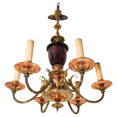Gorgeous 1920 Chandelier with Amethyst Glass