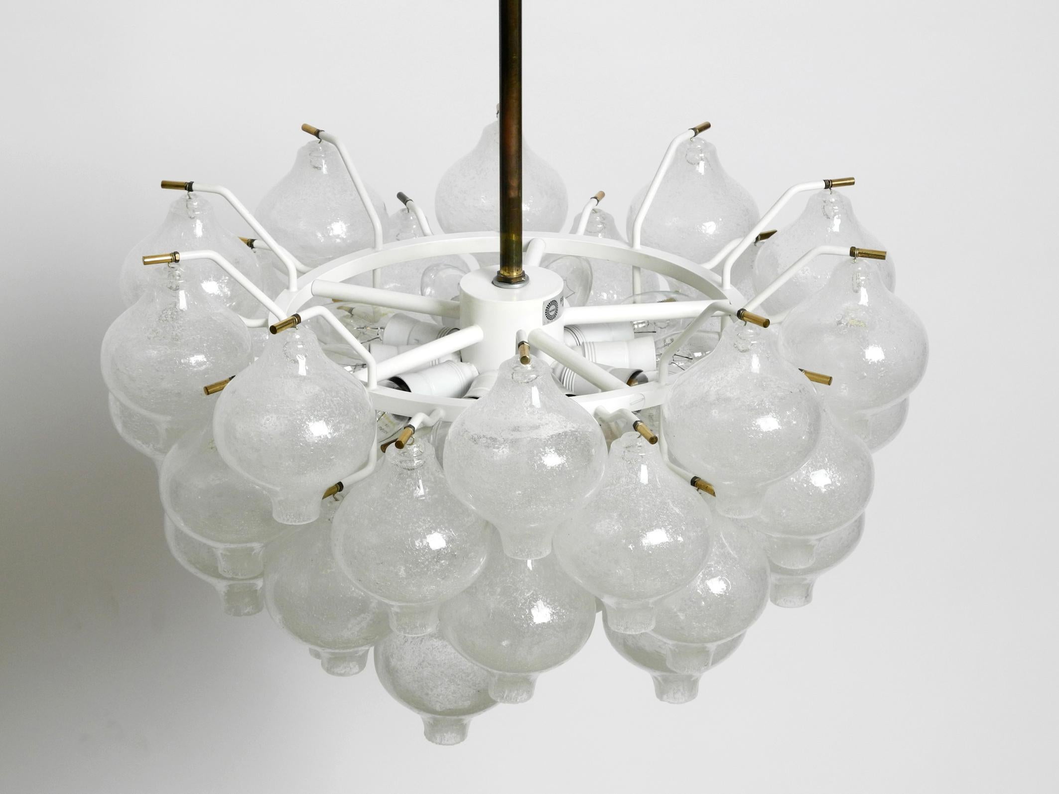 Gorgeous 1960s J. T. Kalmar Franken Tulipan Ice Glass Ball Ceiling Lamp For Sale 5