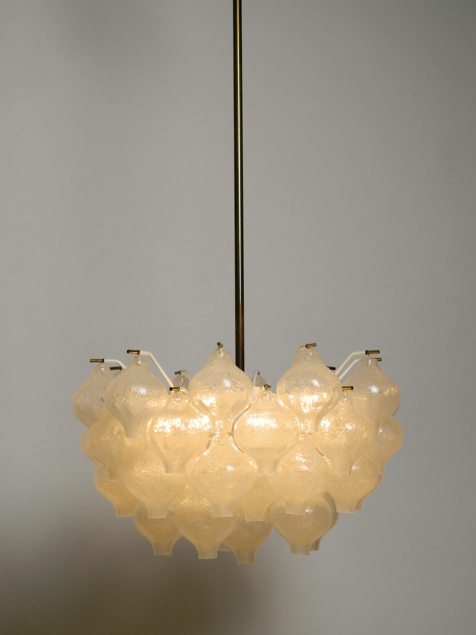 Gorgeous 1960s J. T. Kalmar Franken Tulipan Ice Glass Ball Ceiling Lamp For Sale 6
