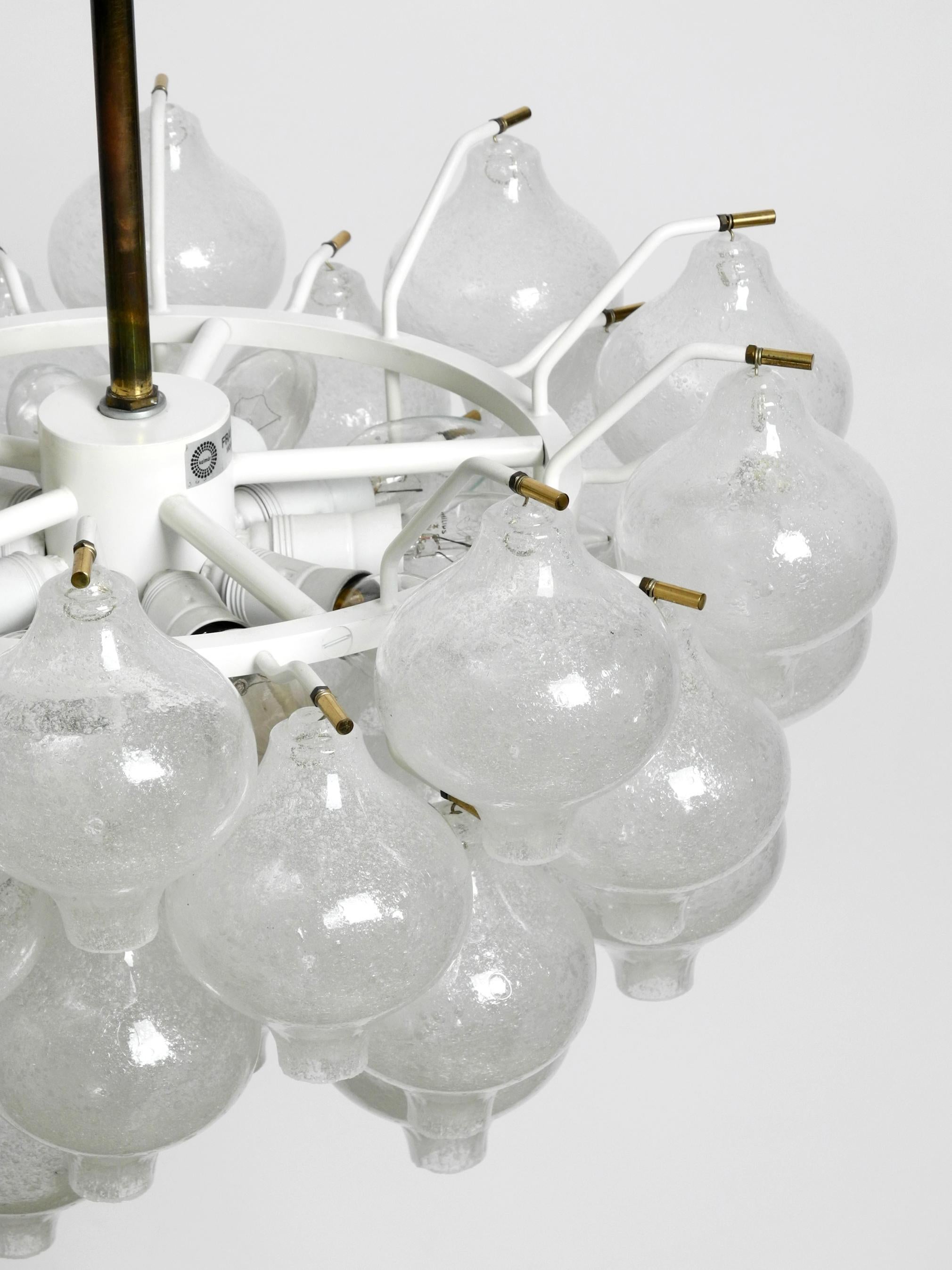 Gorgeous 1960s J. T. Kalmar Franken Tulipan Ice Glass Ball Ceiling Lamp For Sale 7
