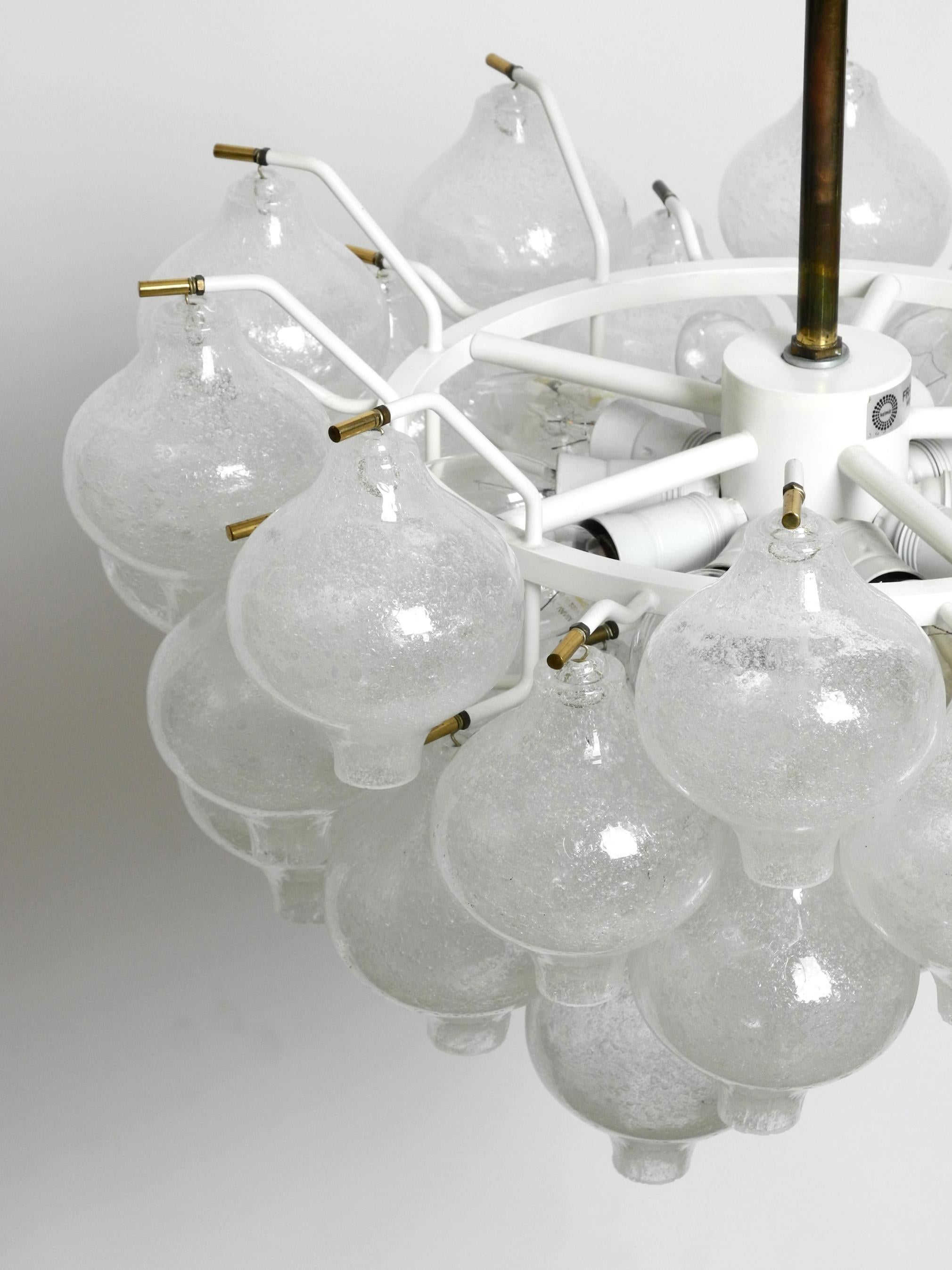 Gorgeous 1960s J. T. Kalmar Franken Tulipan Ice Glass Ball Ceiling Lamp For Sale 8