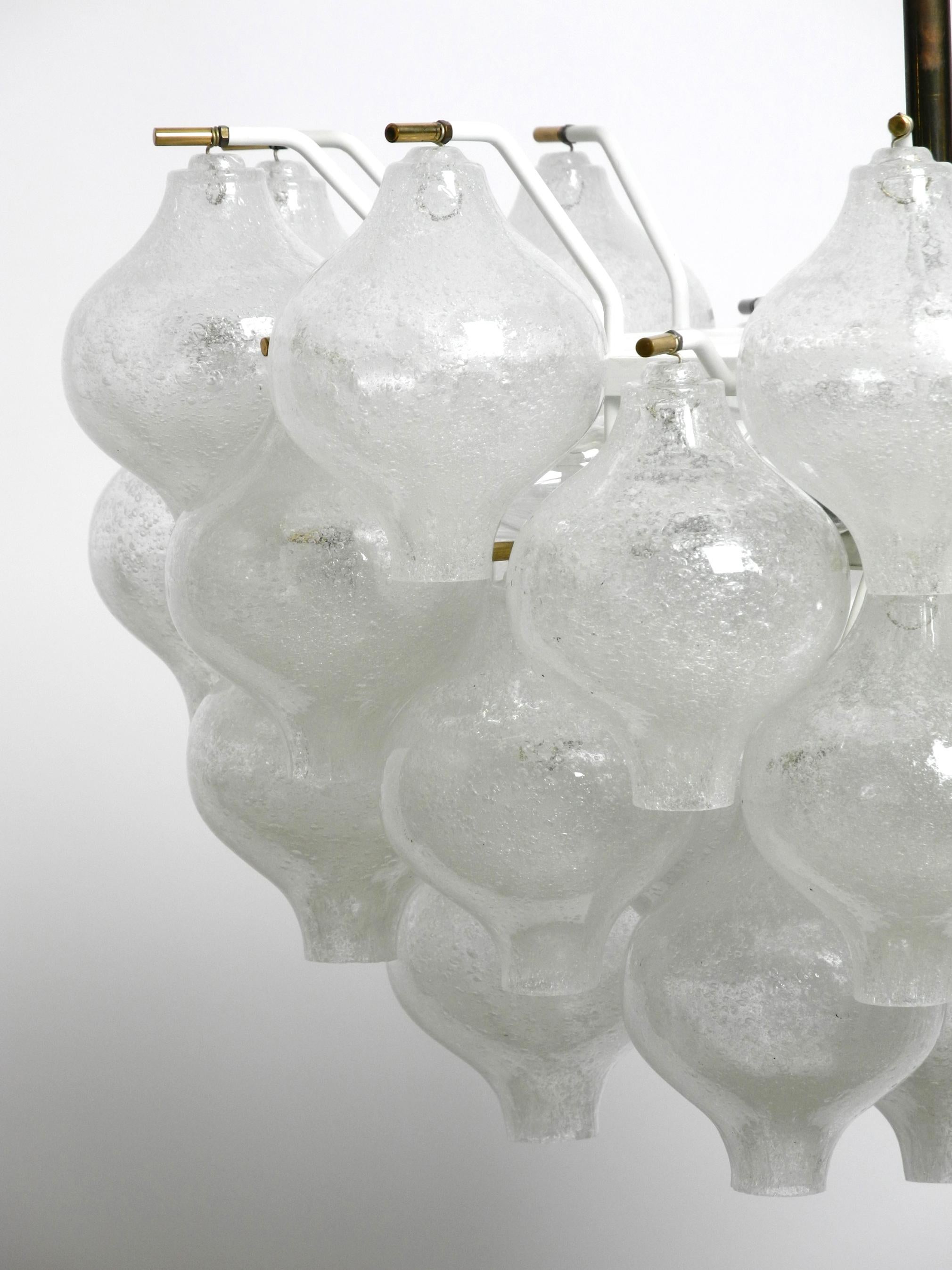Gorgeous 1960s J. T. Kalmar Franken Tulipan Ice Glass Ball Ceiling Lamp For Sale 9