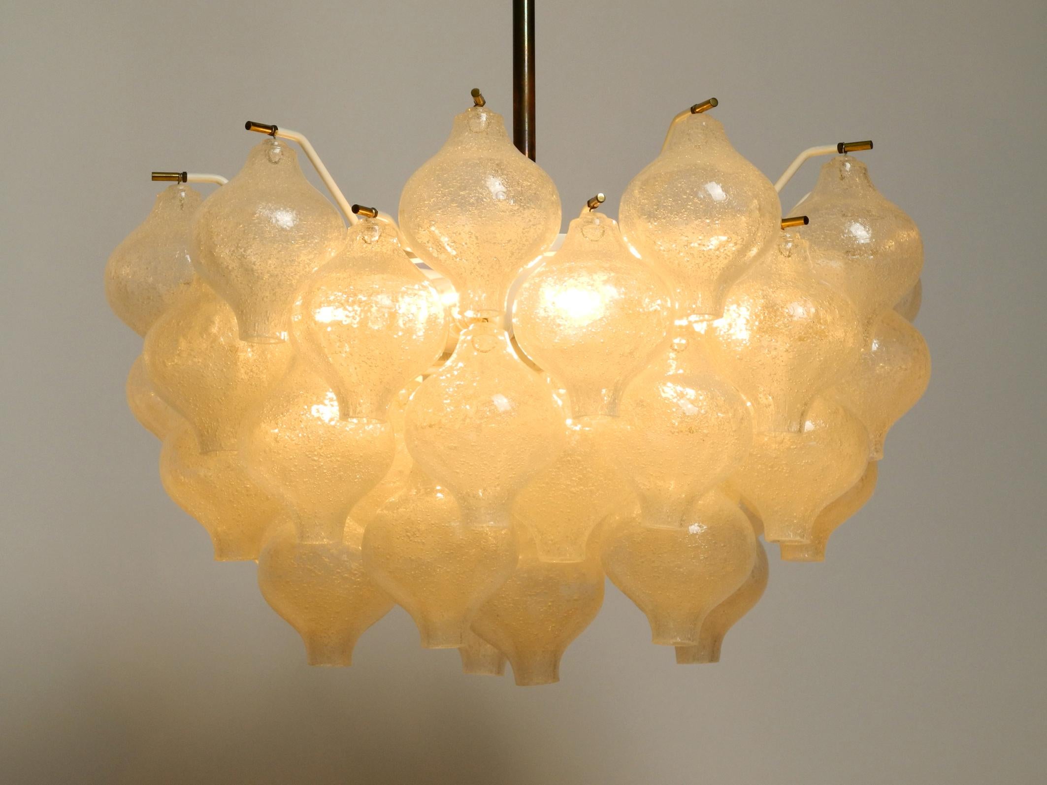 Wunderschöne 1960er J. T. Kalmar Franken Tulpen-Eisglas-Kugel-Deckenleuchte  (Moderne der Mitte des Jahrhunderts) im Angebot