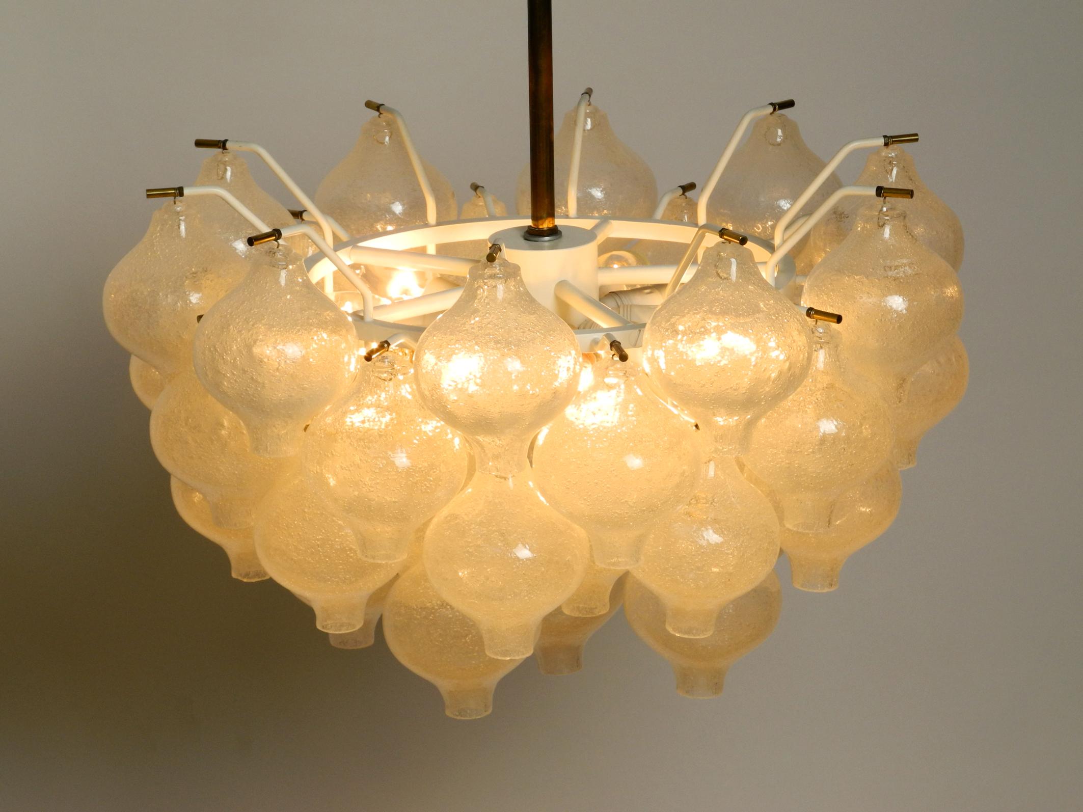 Mid-Century Modern Gorgeous 1960s J. T. Kalmar Franken Tulipan Ice Glass Ball Ceiling Lamp For Sale