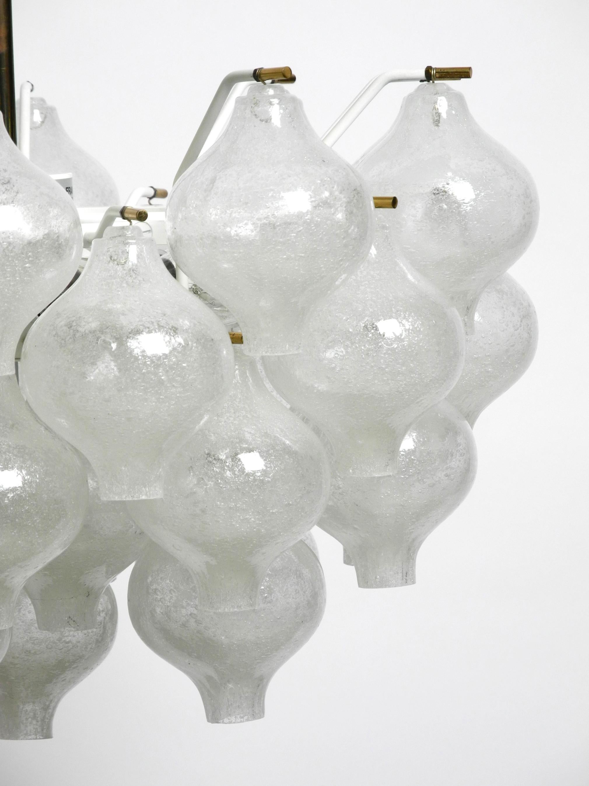 Mid-20th Century Gorgeous 1960s J. T. Kalmar Franken Tulipan Ice Glass Ball Ceiling Lamp For Sale