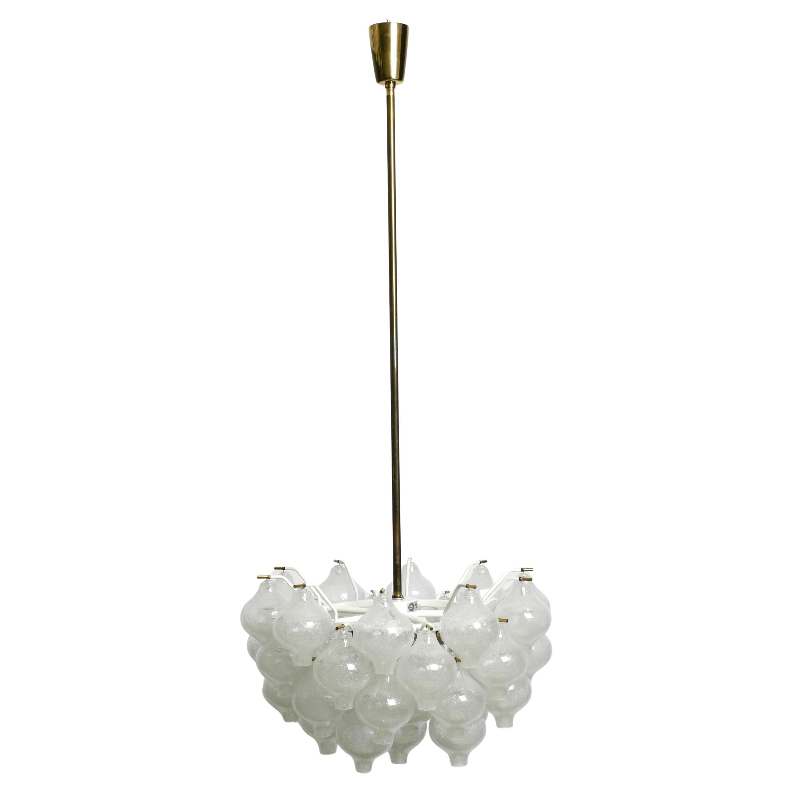 Gorgeous 1960s J. T. Kalmar Franken Tulipan Ice Glass Ball Ceiling Lamp