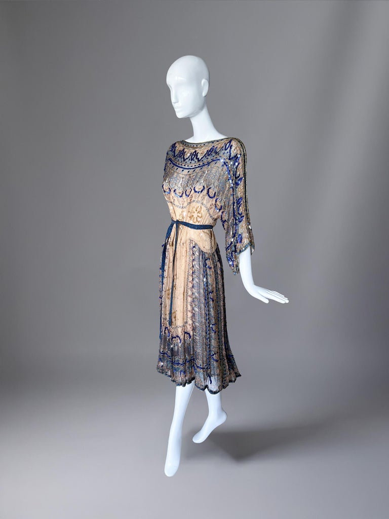 Gorgeous 1970s Hand-beaded Silk Evening Dress Bohemian Gown