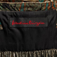 Splendido abito anni '70 in seta Pauline Trigere Vintage Metallic Gold Lamé Paisley