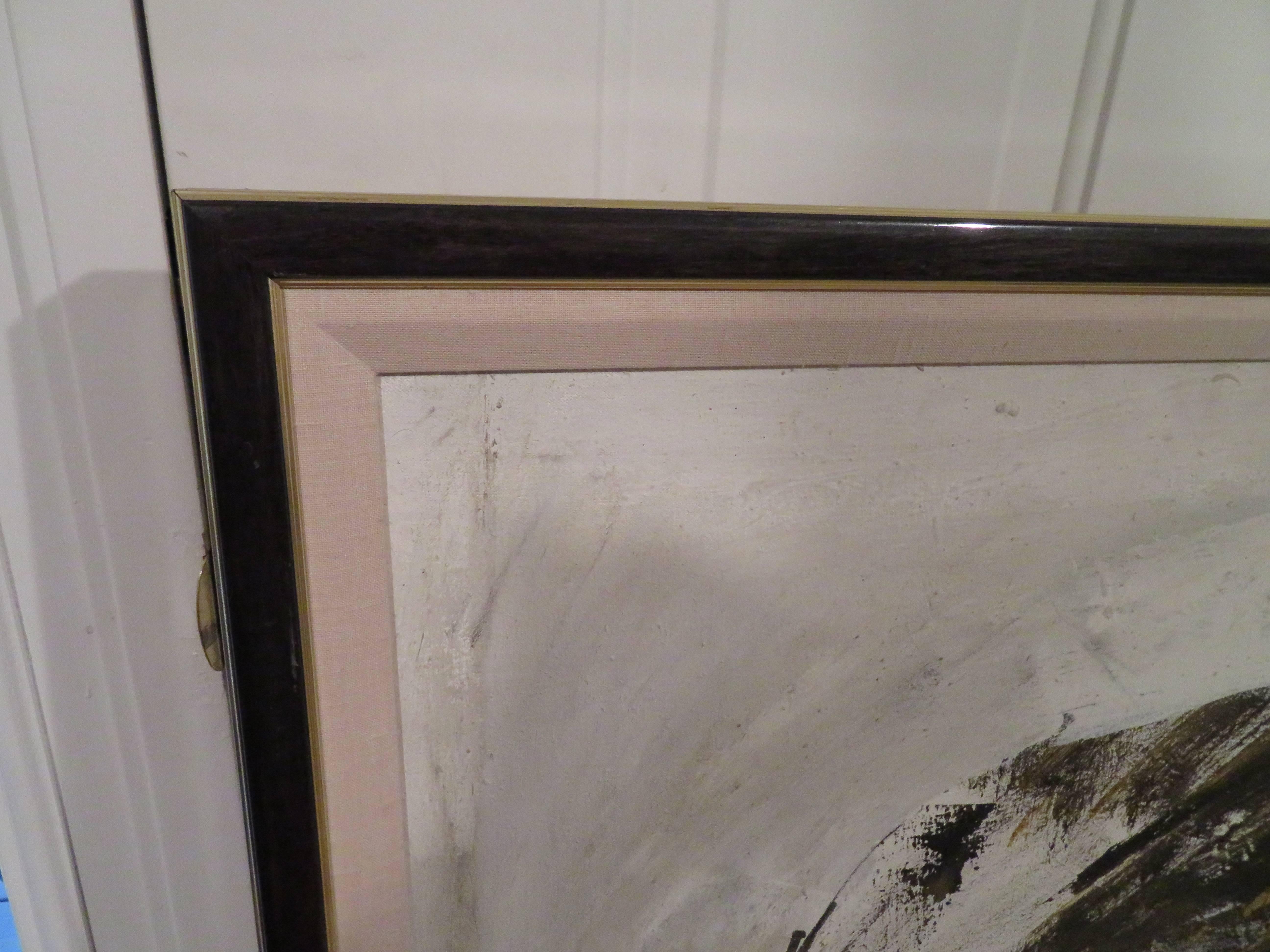 Acrylic Gorgeous 1977 Gino Hollander Figural Expressionist Abstract Painting Midcentury