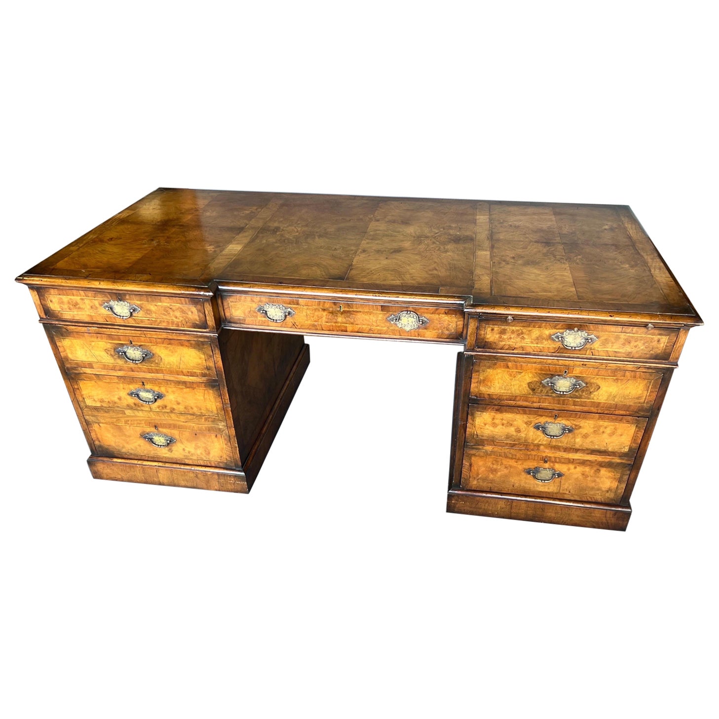 Gorgeous 19th century English Burl Walnut Desk