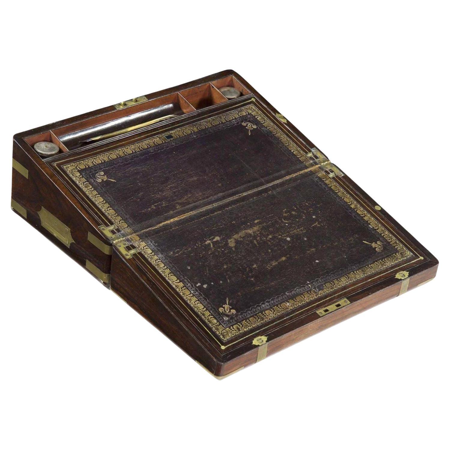 Gorgeous 19th Century English Rosewood and Brass Writing Slope Box