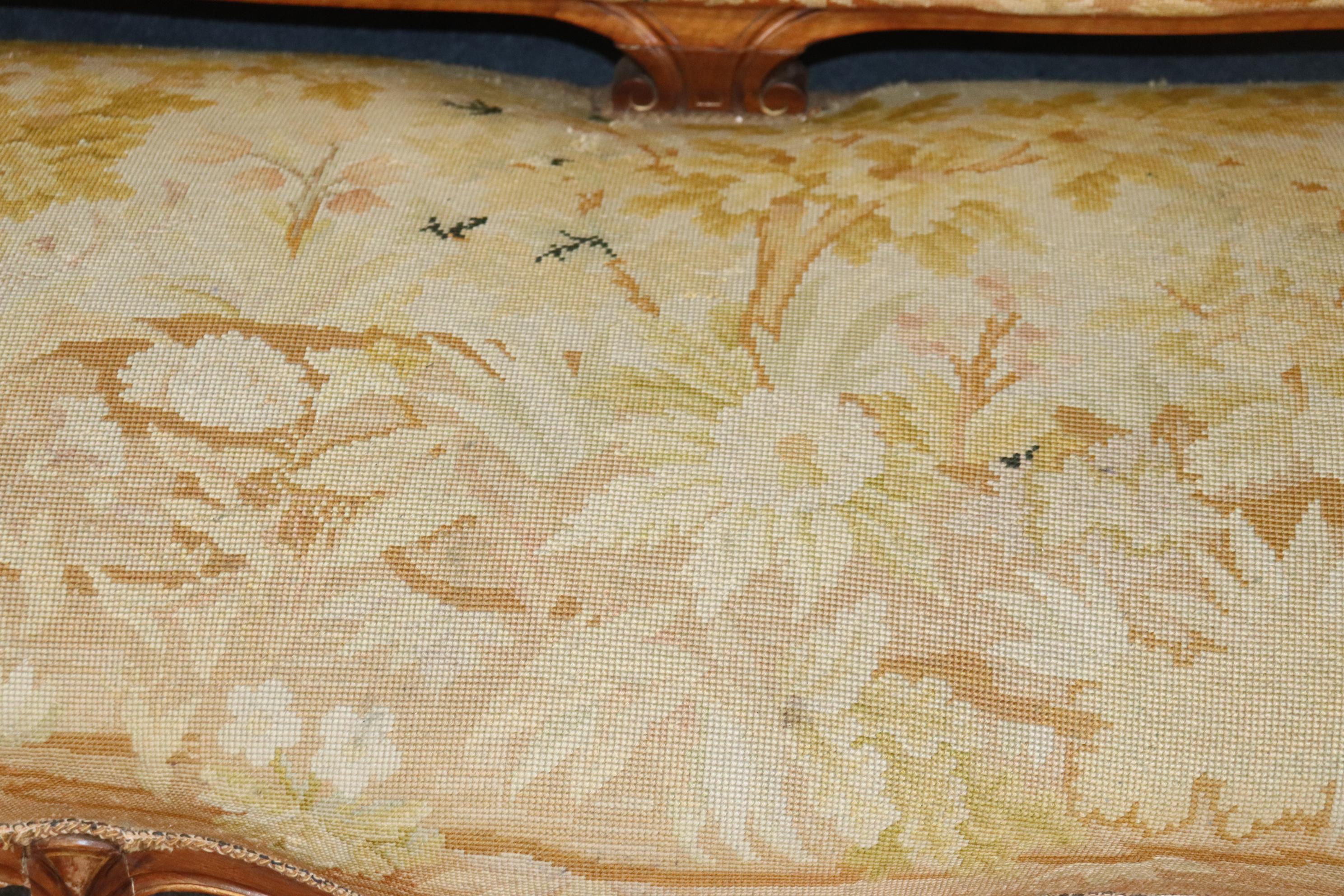Gorgeous 19th Century French Carved Louis XV Needlepoint Upholstered Settee  For Sale 7
