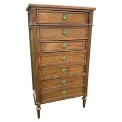 Gorgeous 19th Century French Walnut Semainier or Chest of Drawers