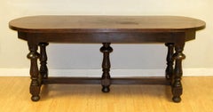 Gorgeous 19th Century Solid Oak Hall Refectory Dining Table on Thick Turned Legs