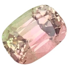 Magnifique tourmaline naturelle bicolore de 2,0 carats d'Afghanistan taillée en coussin