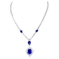 Collier en or 18 carats avec saphirs de Ceylan certifiés AIG de 15,15 carats et diamants de 5,15 carats 