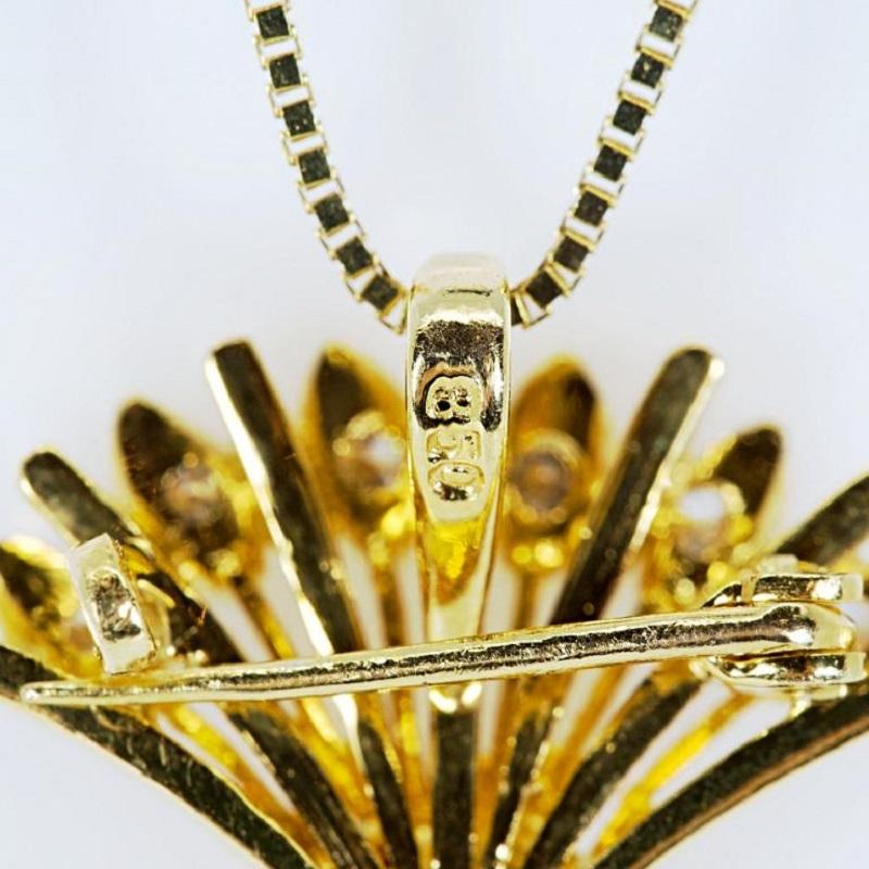 Women's Gorgeous 20K Yellow Gold Opal Diamond Pendant with 0.30 ct Natural Diamonds