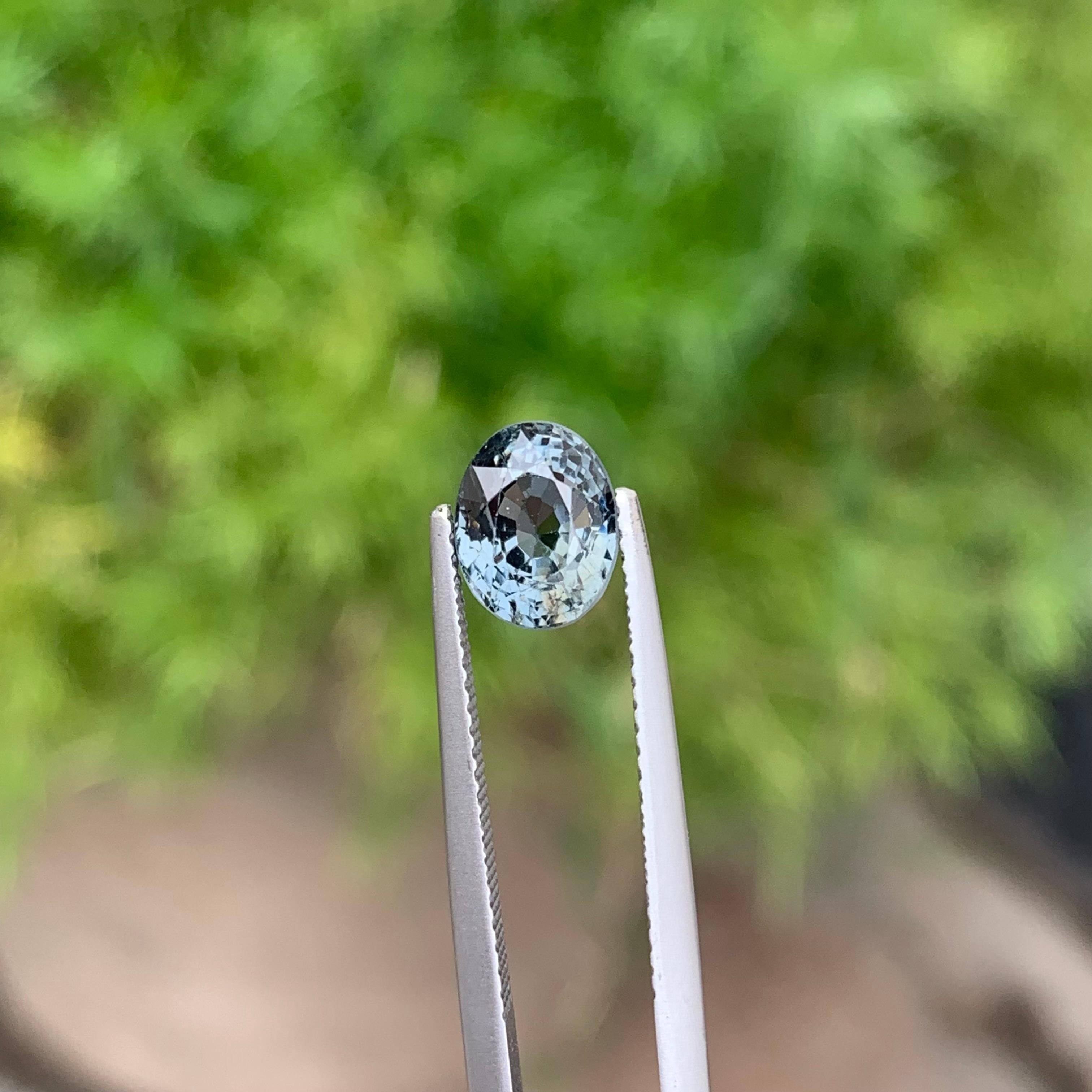 Gorgeous 2.15 Carat Natural Loose Gray Spinel Oval Mixed Cut from Burma Mine For Sale 7
