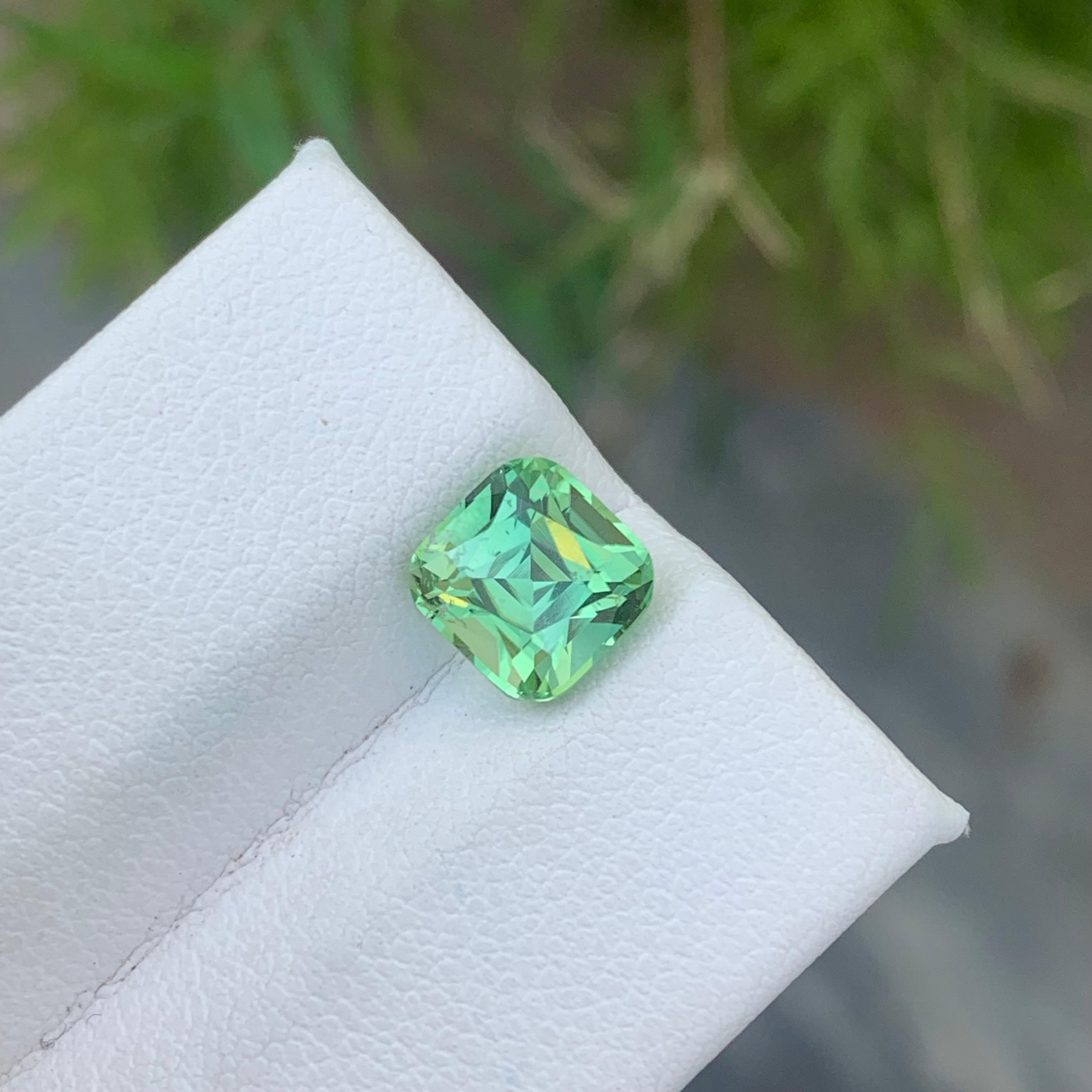 Gorgeous 2.25 Carat Natural Loose Mint Tourmaline Cushion Cut From Afghanistan For Sale 5