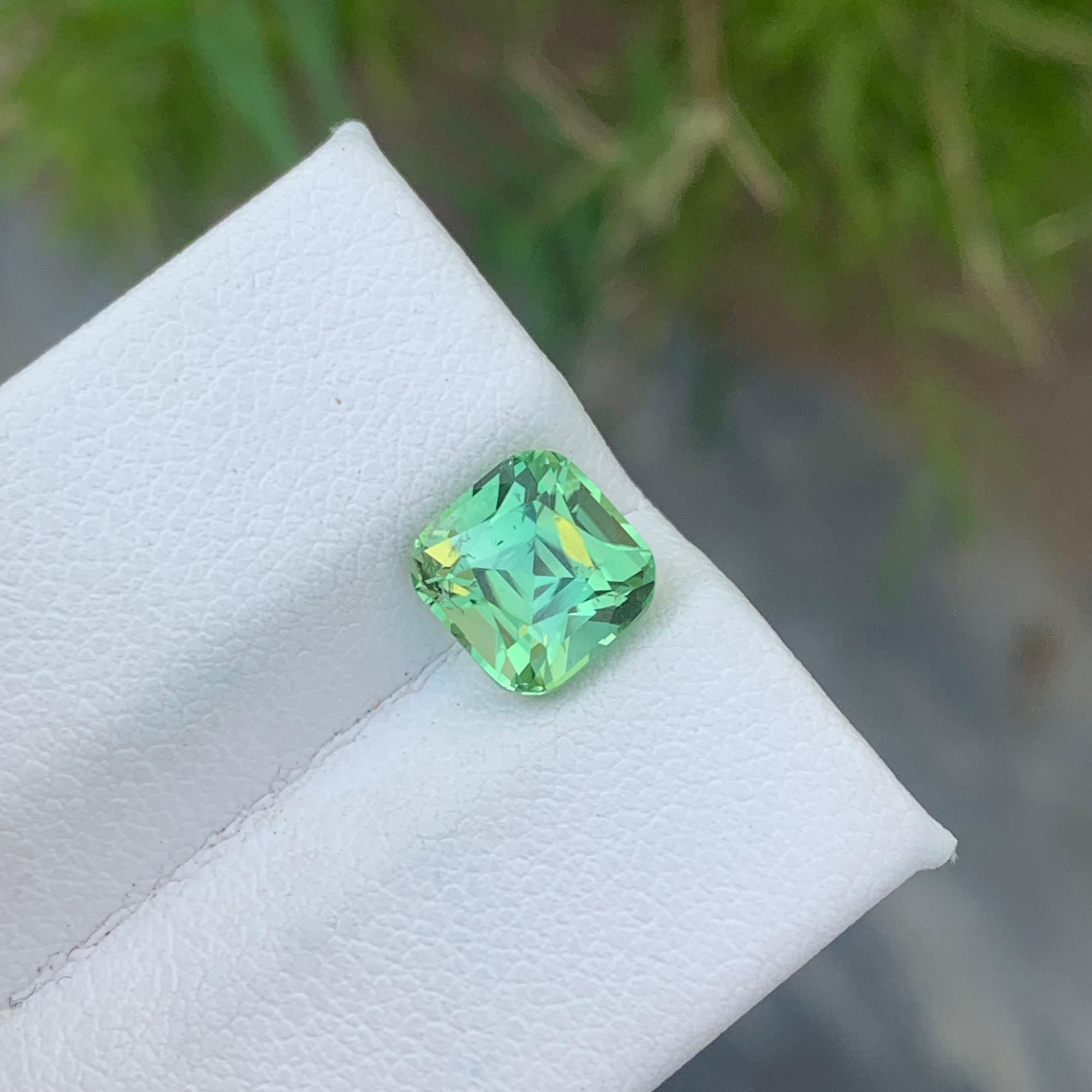 Gorgeous 2.25 Carat Natural Loose Mint Tourmaline Cushion Cut From Afghanistan For Sale 1
