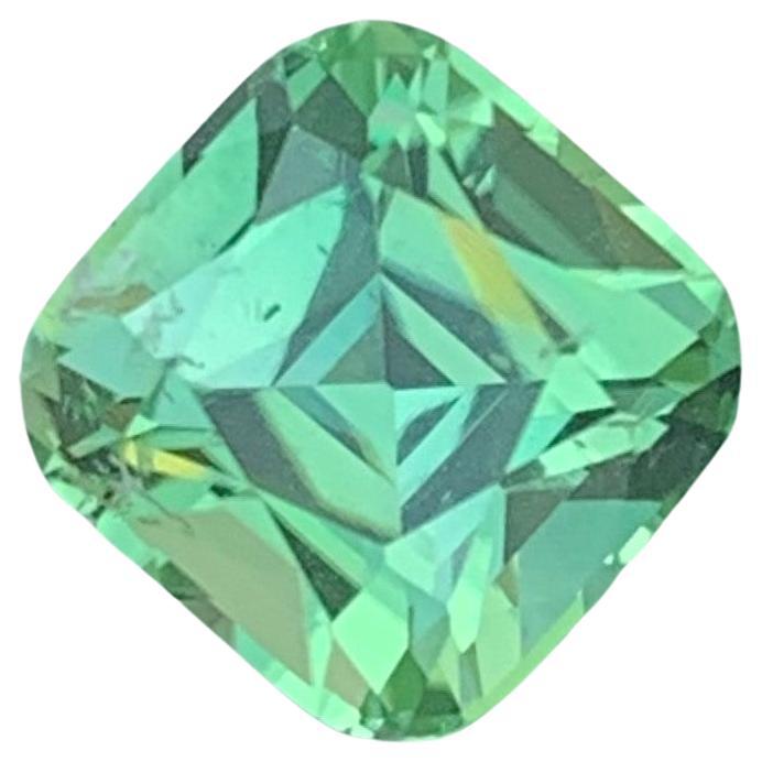 Gorgeous 2.25 Carat Natural Loose Mint Tourmaline Cushion Cut From Afghanistan For Sale