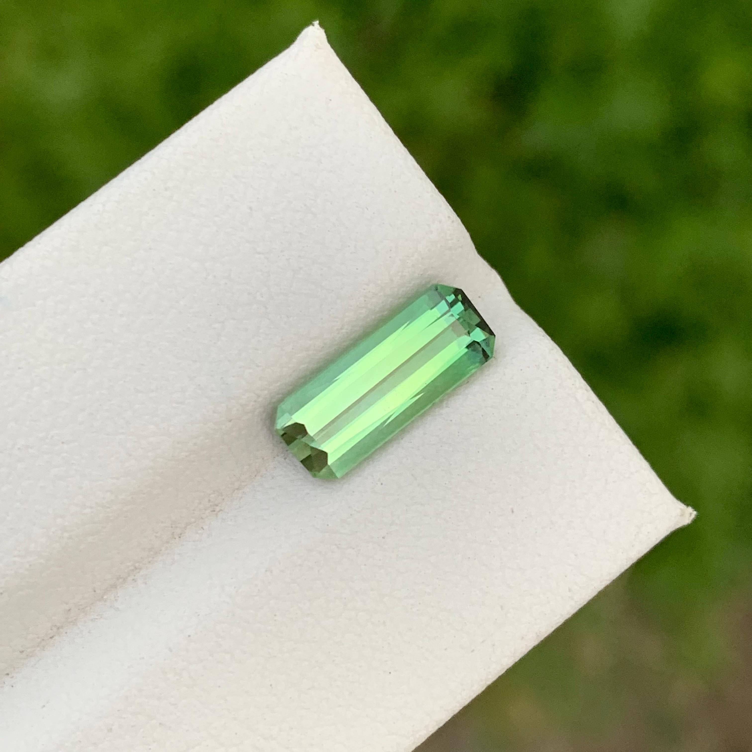 Emerald Cut Gorgeous 2.25 Carats Natural Loose Mint Green Tourmaline Long Emerald Shape Gem For Sale