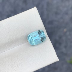 Gorgeous 2.55 Carat Natural Loose Seafoam Aquamarine Long Cushion Gemstone