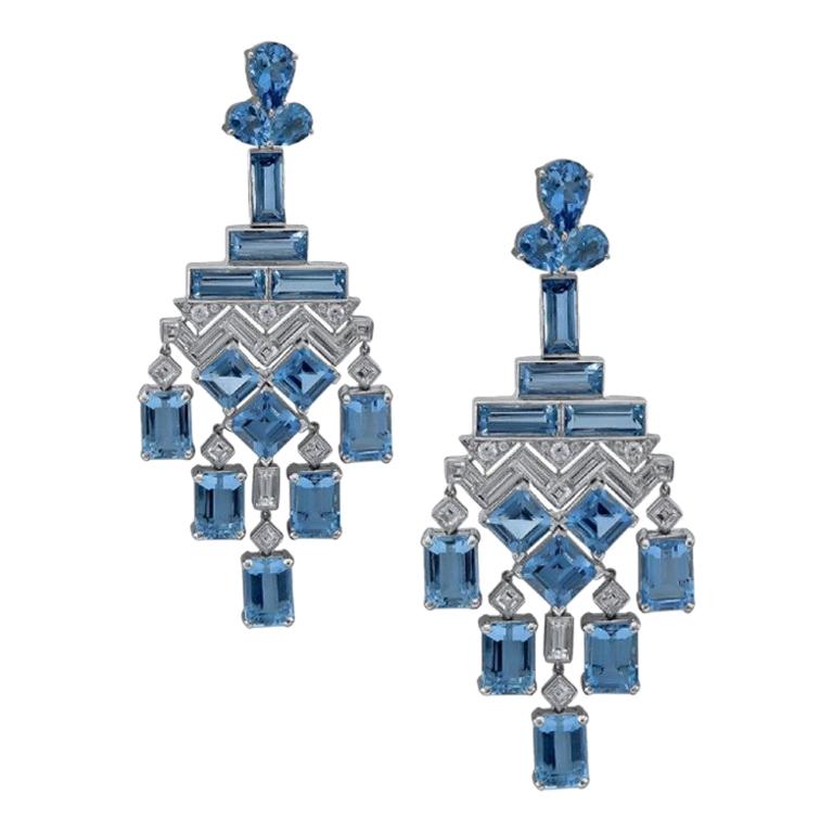 Sophia D. Aquamarine and Diamond Platinum Earrings