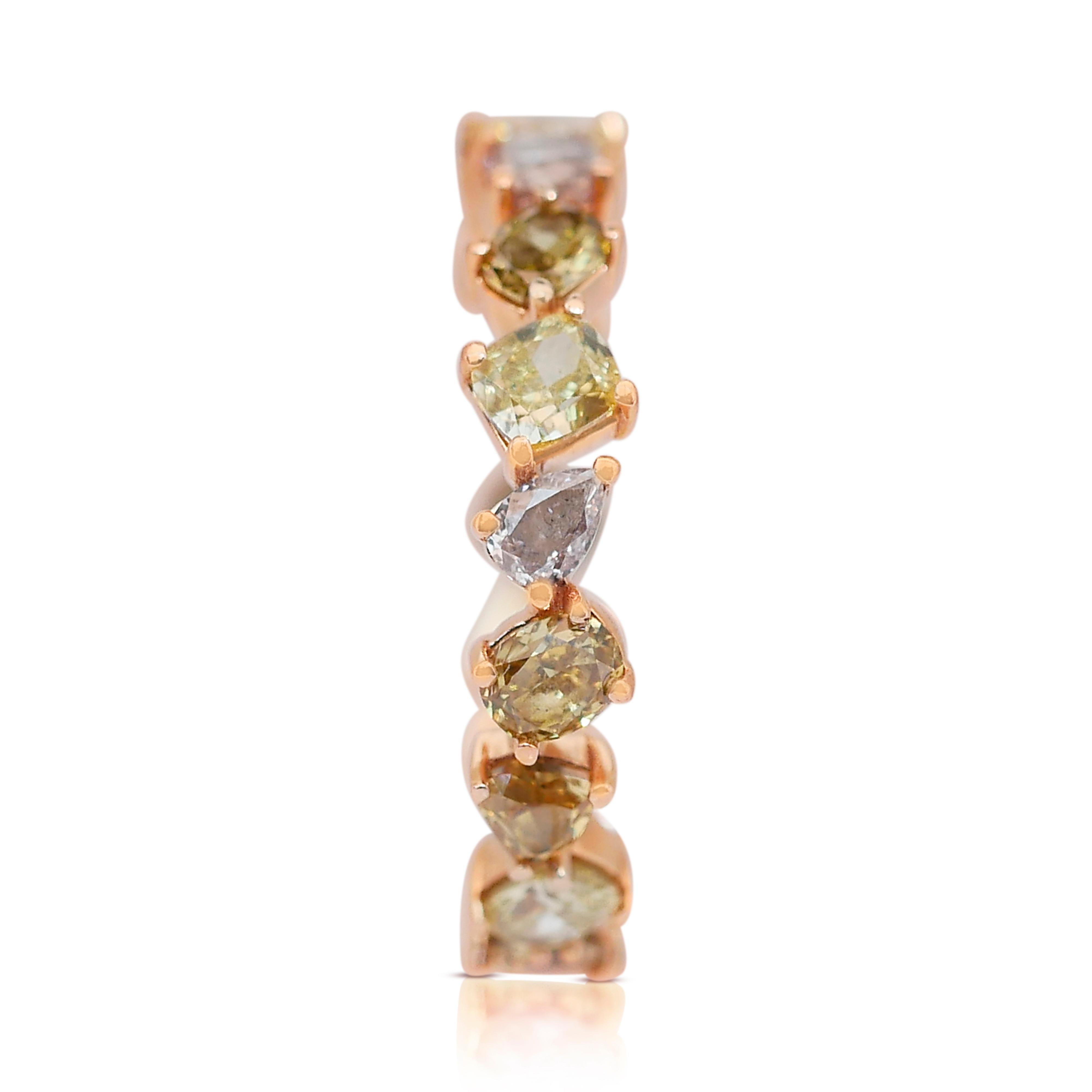 Gorgeous 2.63ct Diamonds Fancy-Colored Ring in 18k Rose Gold - IGI Certified 2