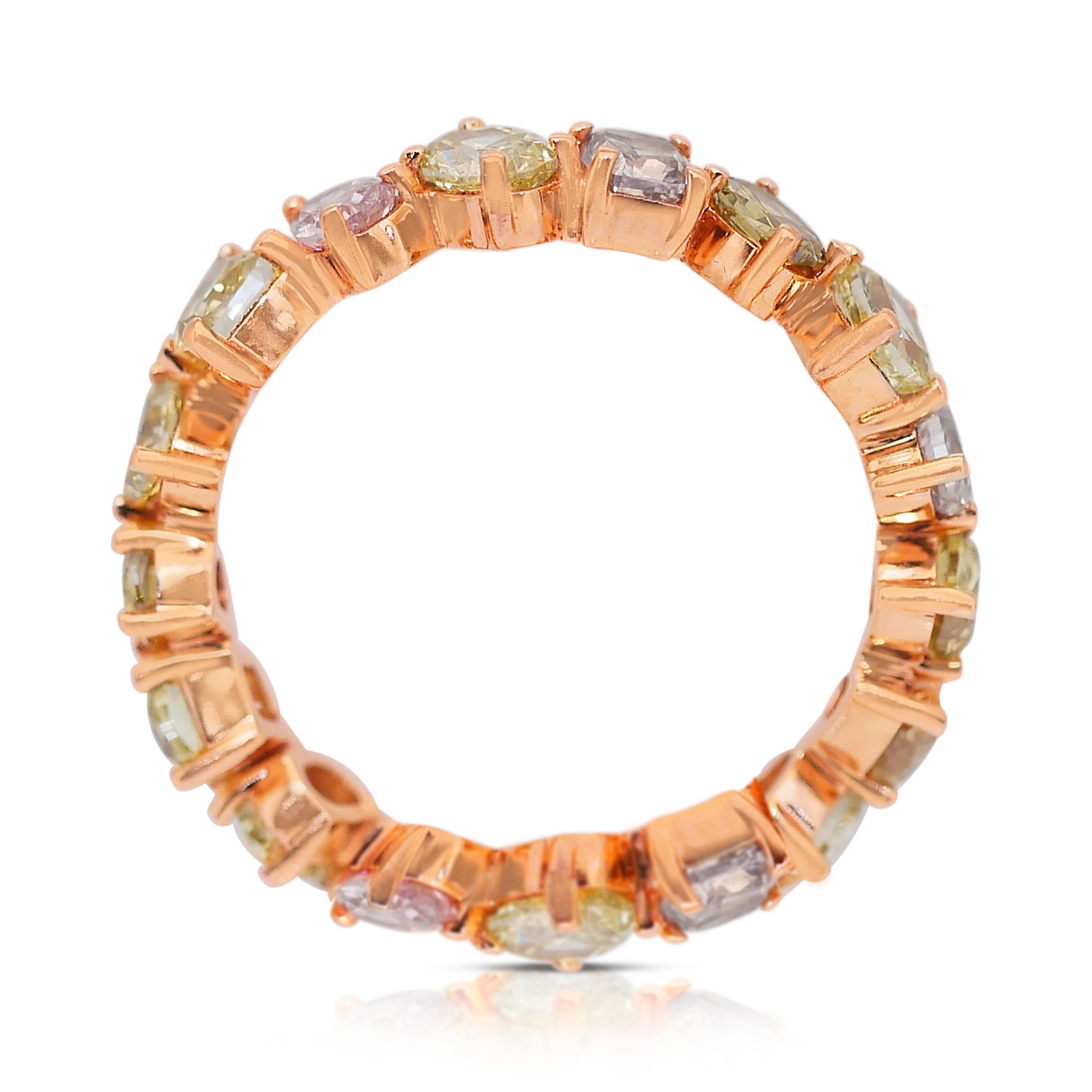 Gorgeous 2.63ct Diamonds Fancy-Colored Ring in 18k Rose Gold - IGI Certified 4