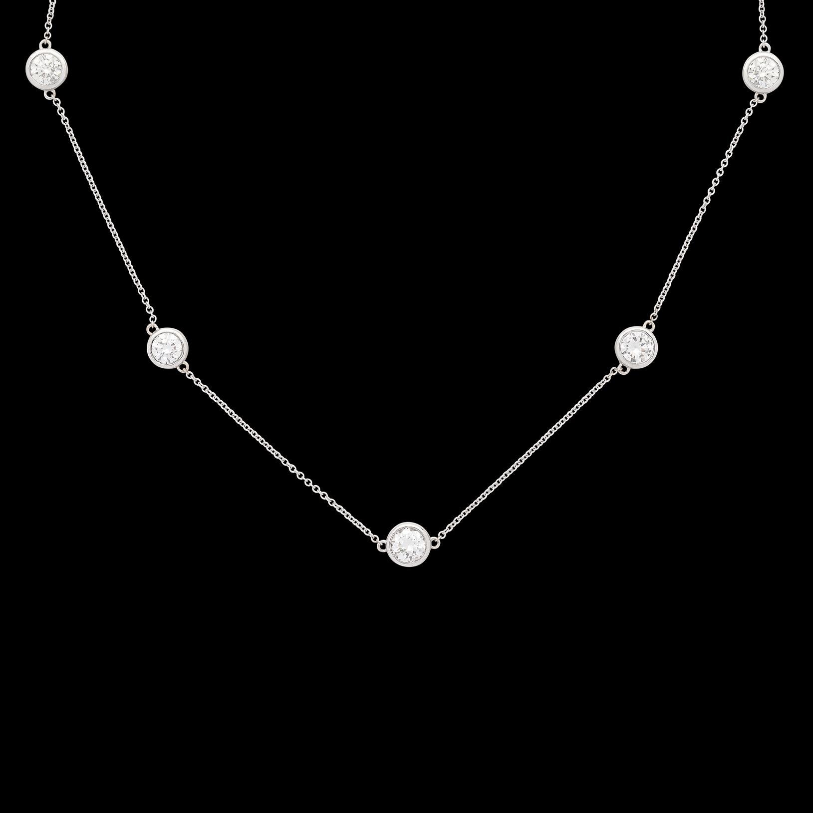 Wunderschöne 2,65 Karat 18kt Weißgold Diamanten pro Yard Halskette (Rundschliff)