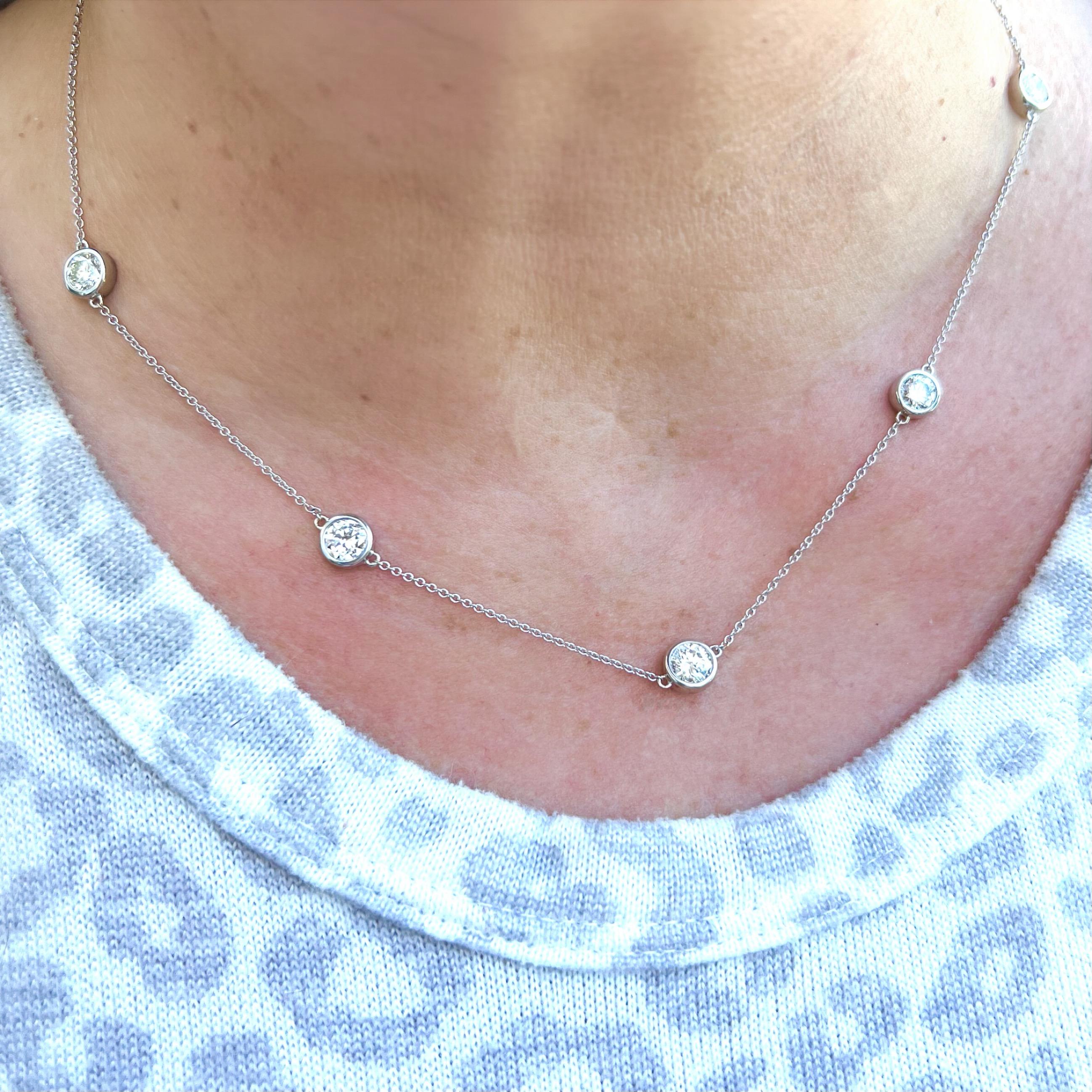 Wunderschöne 2,65 Karat 18kt Weißgold Diamanten pro Yard Halskette im Zustand „Neu“ in San Francisco, CA