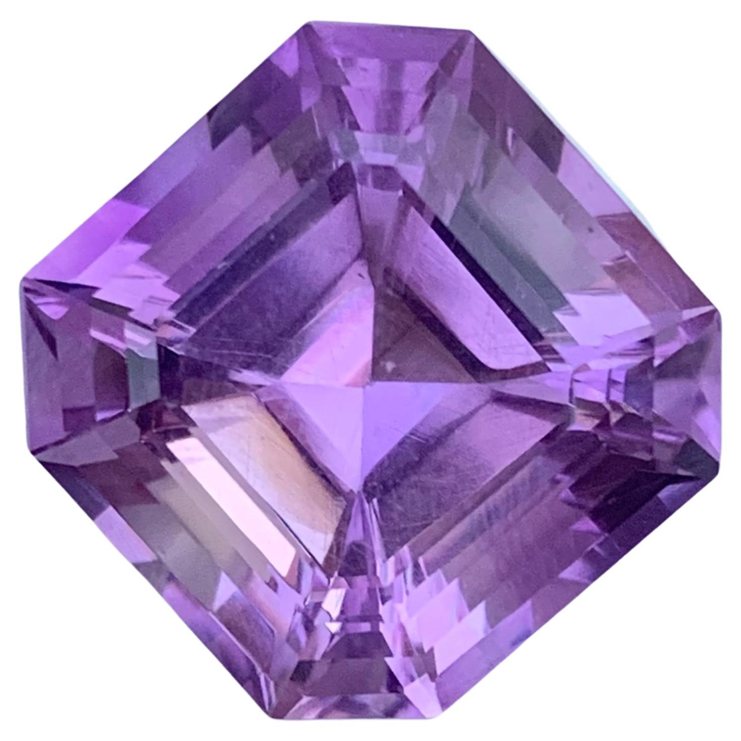 Gorgeous 27.60 Carat Natural Loose Purple Amethyst Asscher Cut Gemstone for Sell For Sale