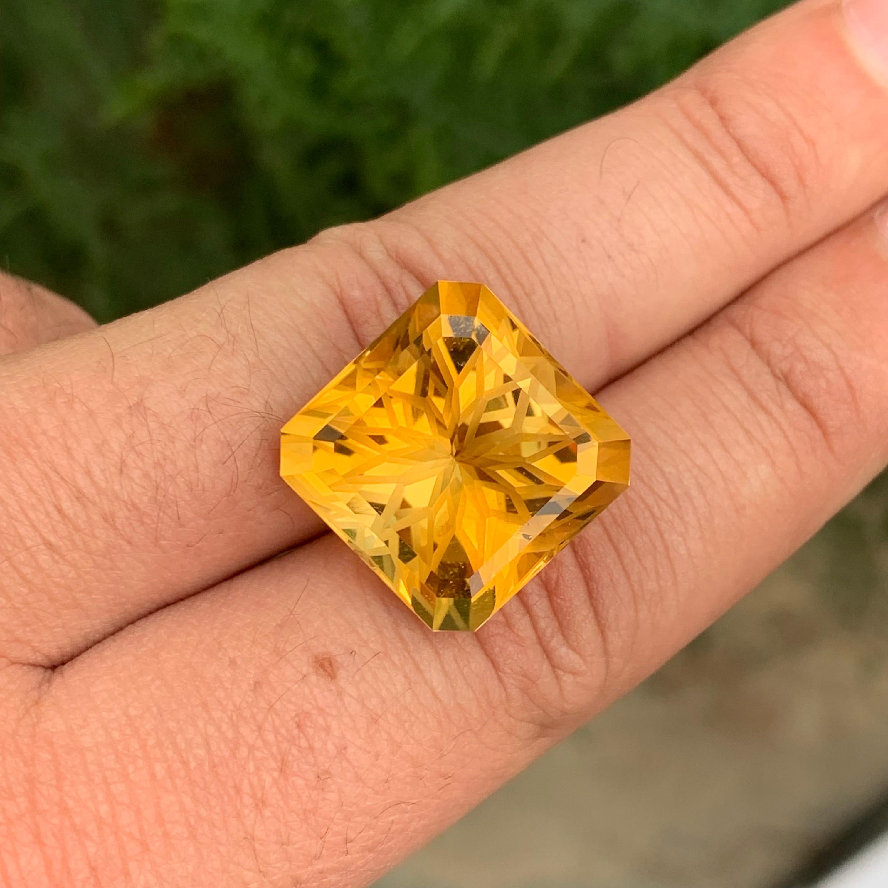 Magnifique citrine non sertie jaune foncé taille fleur de 27,75 carats en vente 5