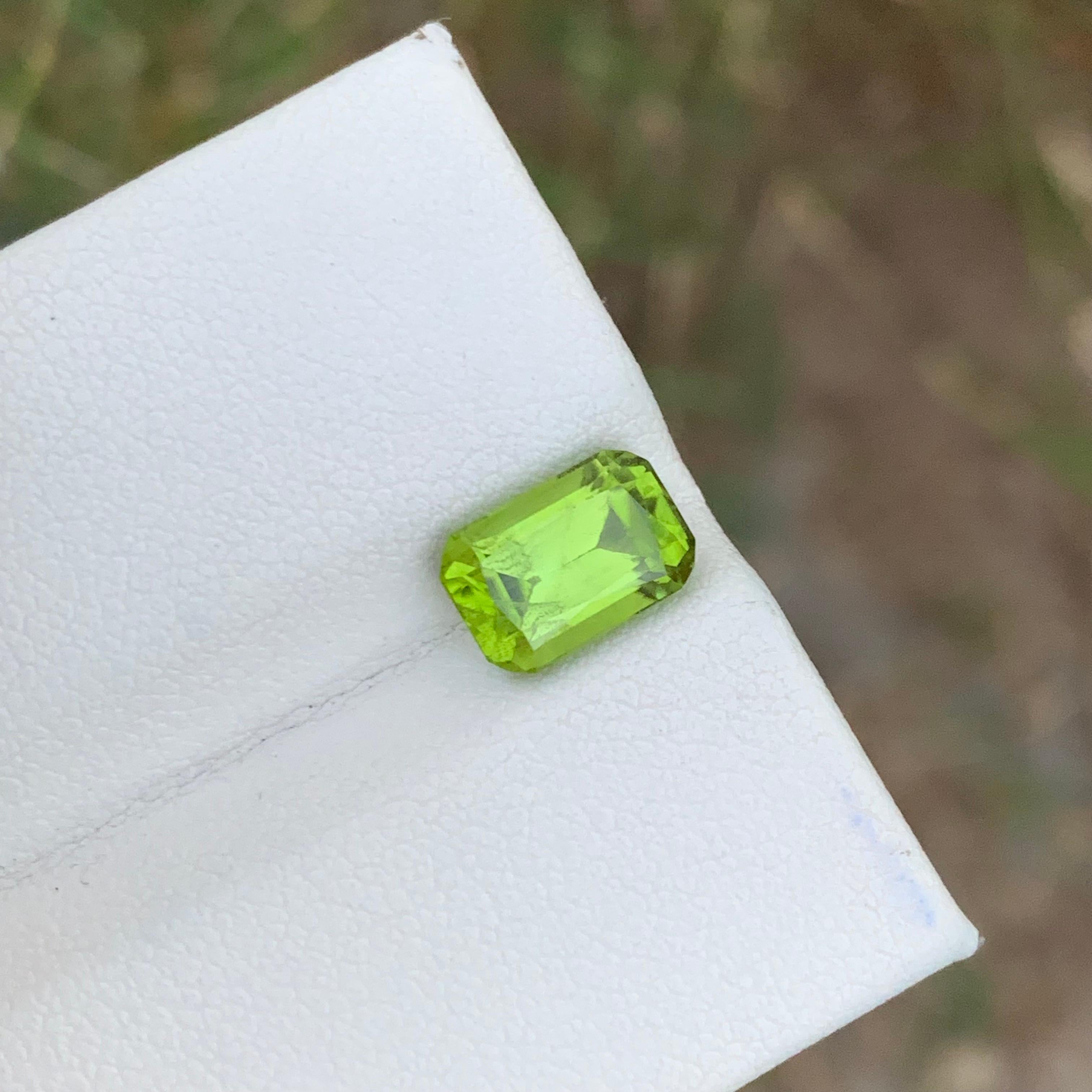 Loose Peridot 
Weight: 2.80 Carats 
Dimension: 9.3x6.3x5.2 Mm
Origin: Supat Valley Pakistan 
Shape: Oval Cushion
Color: Green
Peridot, a stunning green gemstone, is a variety of the mineral olivine. Its unique color ranges from pale green to an