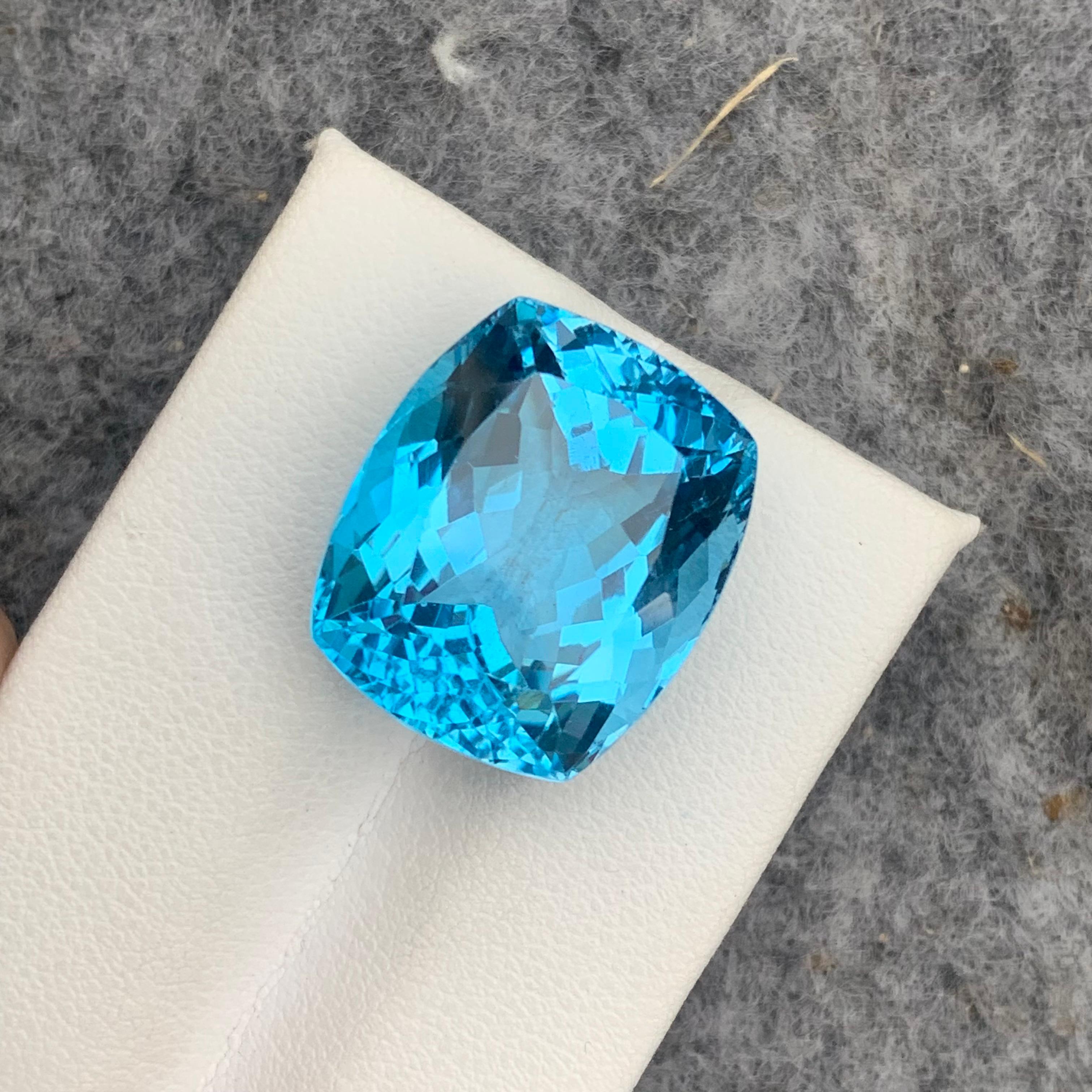 Gorgeous 31.10 Carat Loose Blue Topaz from Brazil Long Cushion Cut for Jewelry 1