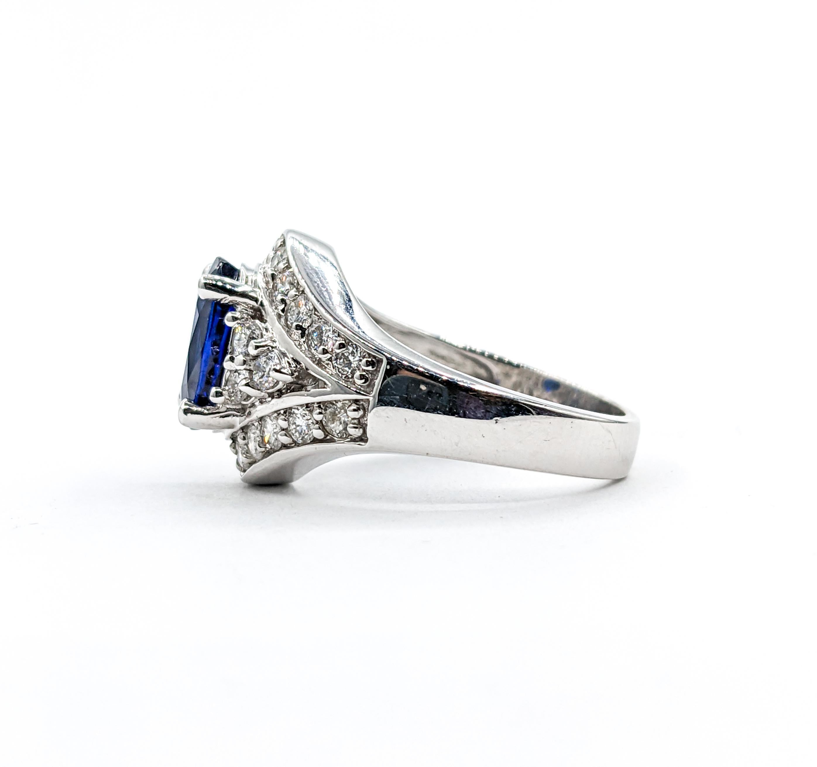 Gorgeous 3.24ct Sapphire & .87ctw Diamond Ring  For Sale 4