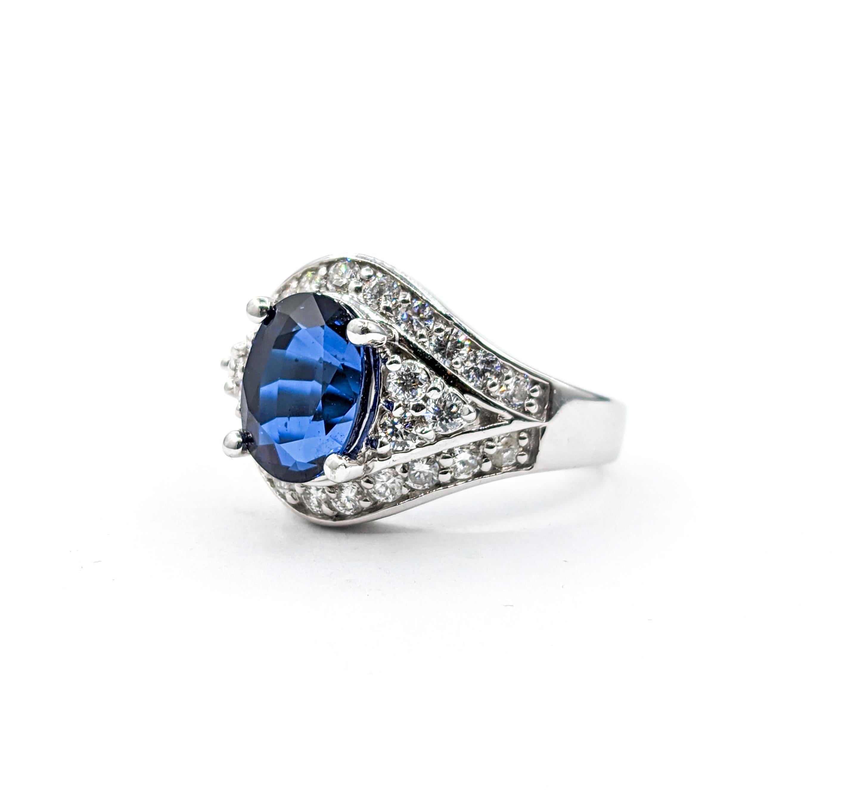 Gorgeous 3.24ct Sapphire & .87ctw Diamond Ring  For Sale 5