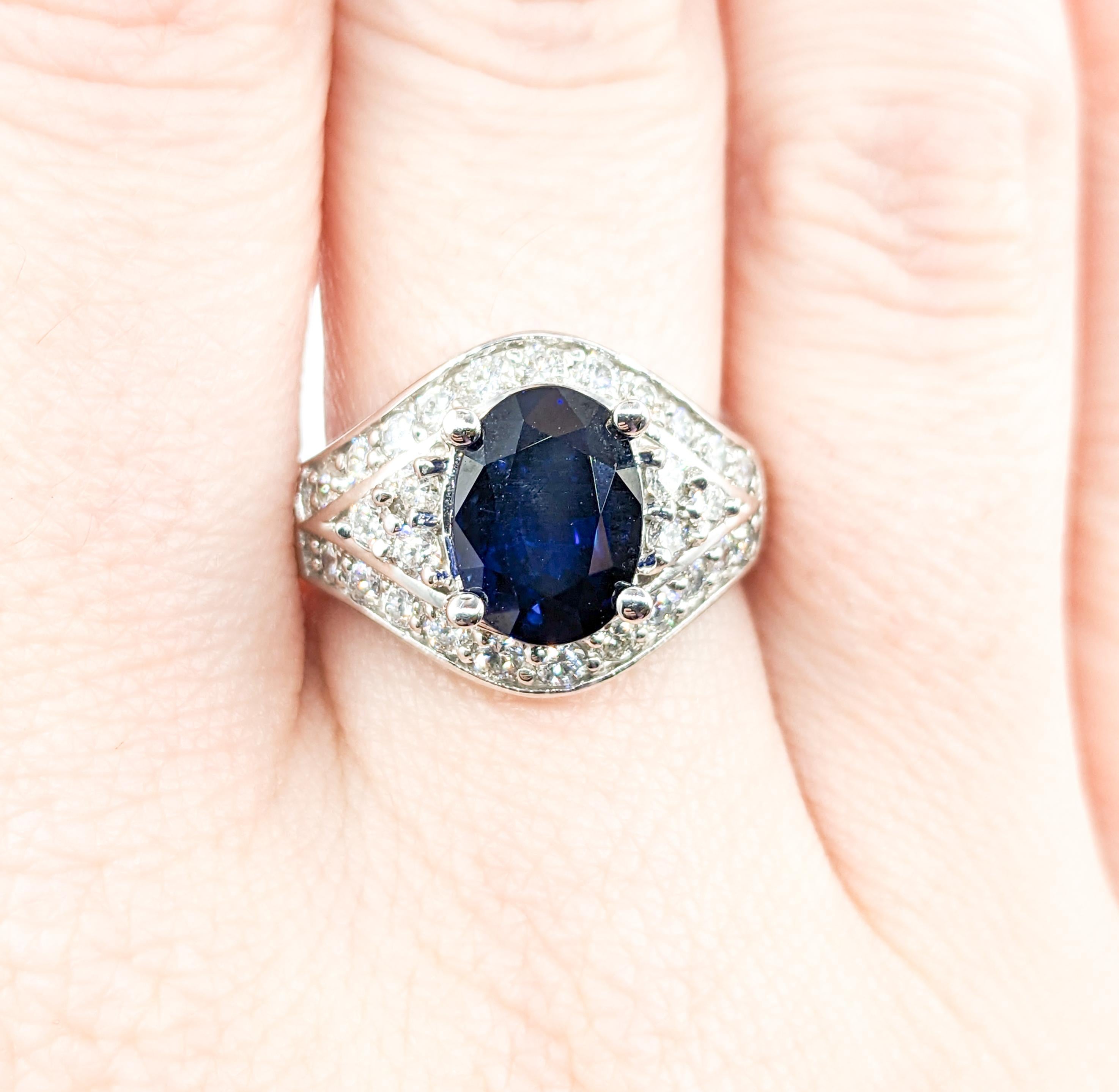 Oval Cut Gorgeous 3.24ct Sapphire & .87ctw Diamond Ring  For Sale