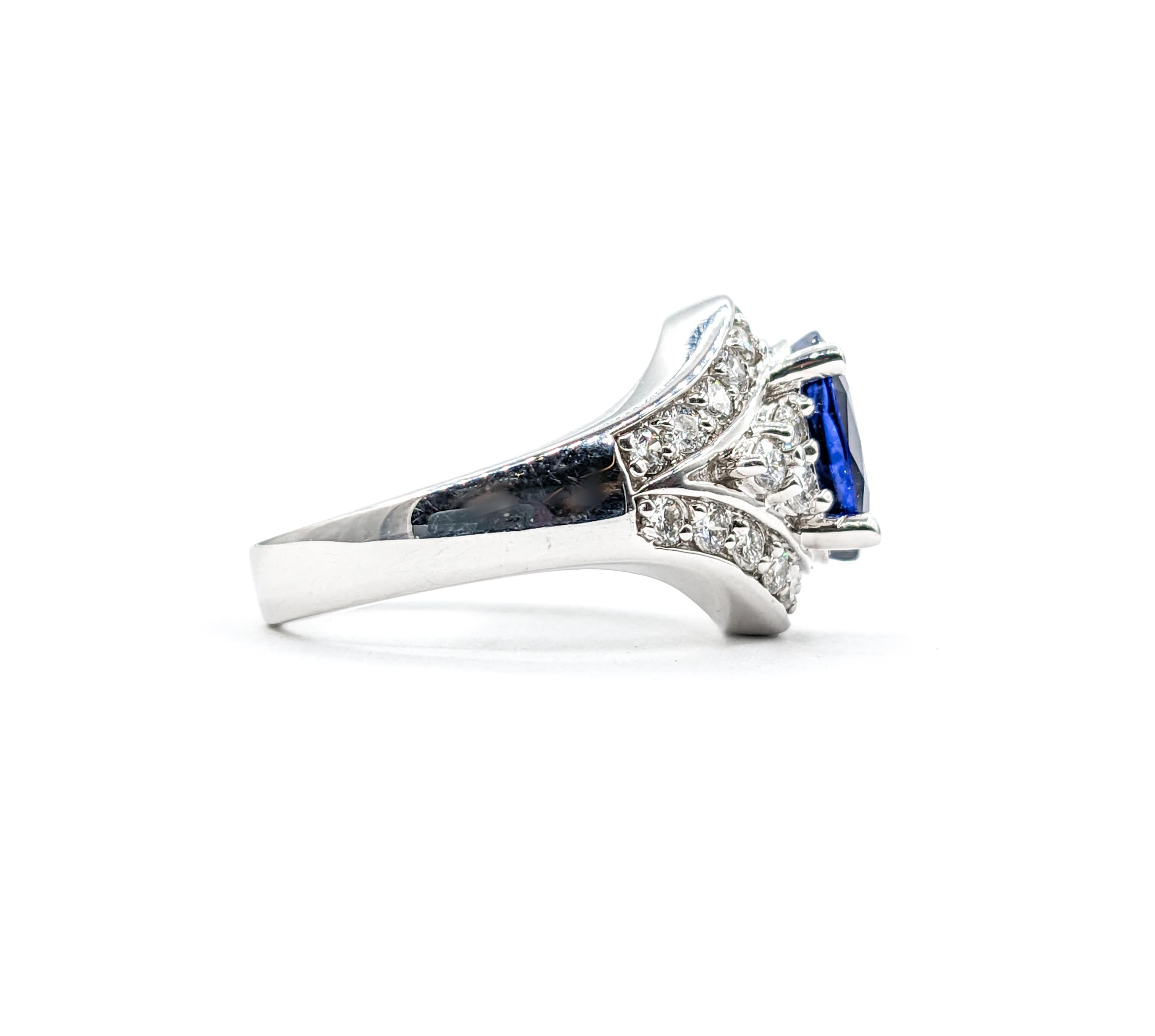 Gorgeous 3.24ct Sapphire & .87ctw Diamond Ring  For Sale 2