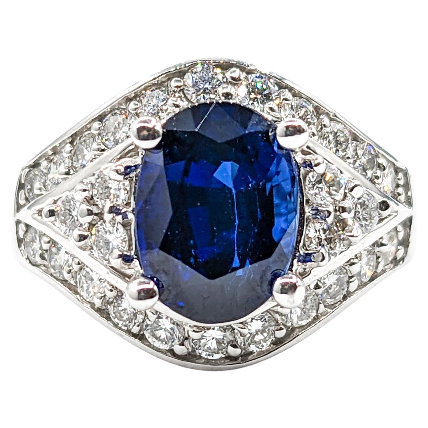 Gorgeous 3.24ct Sapphire & .87ctw Diamond Ring  For Sale