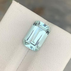 Gorgeous 3.30 Carat Natural Light Blue Aquamarine Emerald Cut March Birthstone
