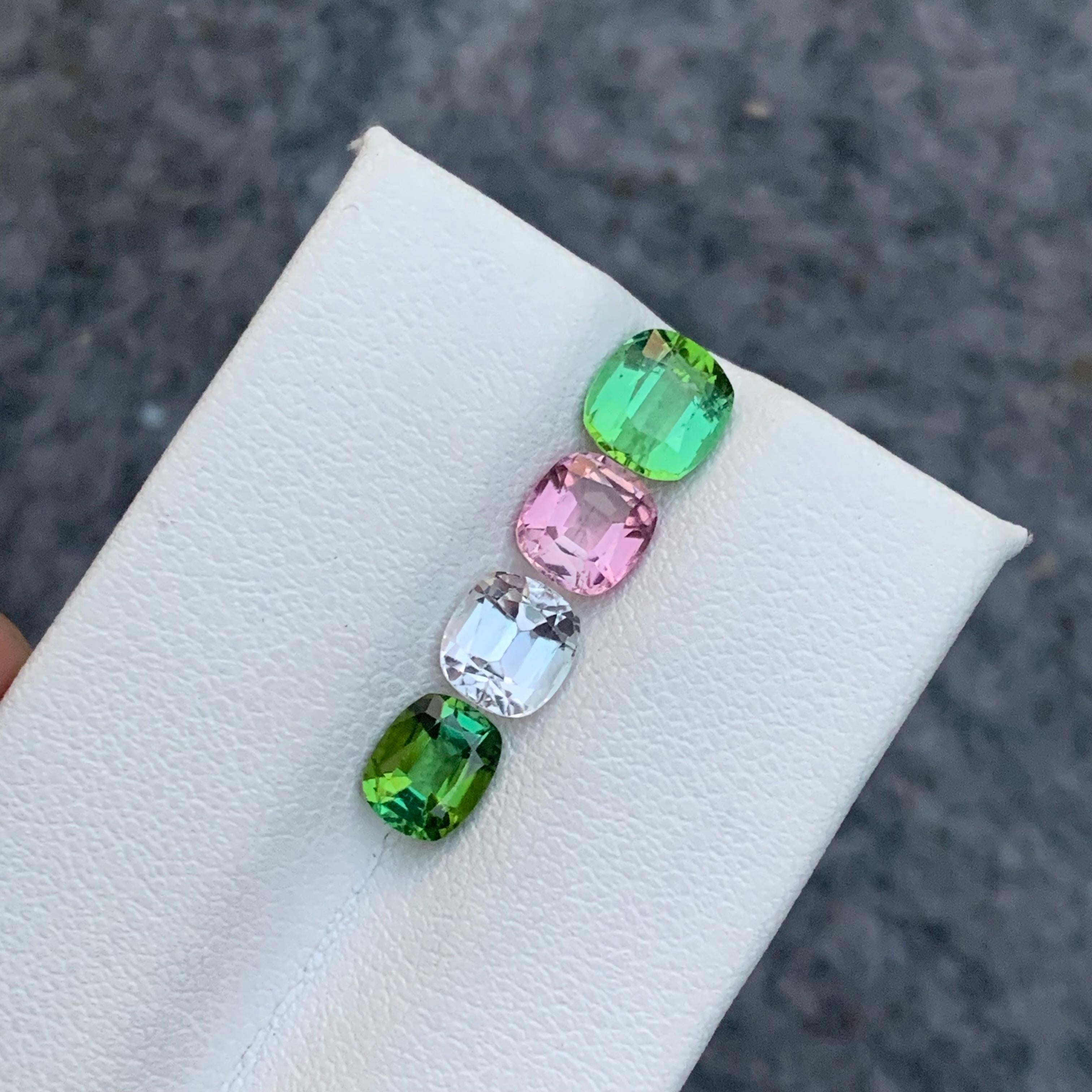 Superbe tourmaline multicolore taille coussin de 3,90 carats provenant d'une mine d'Afghanistan en vente 4