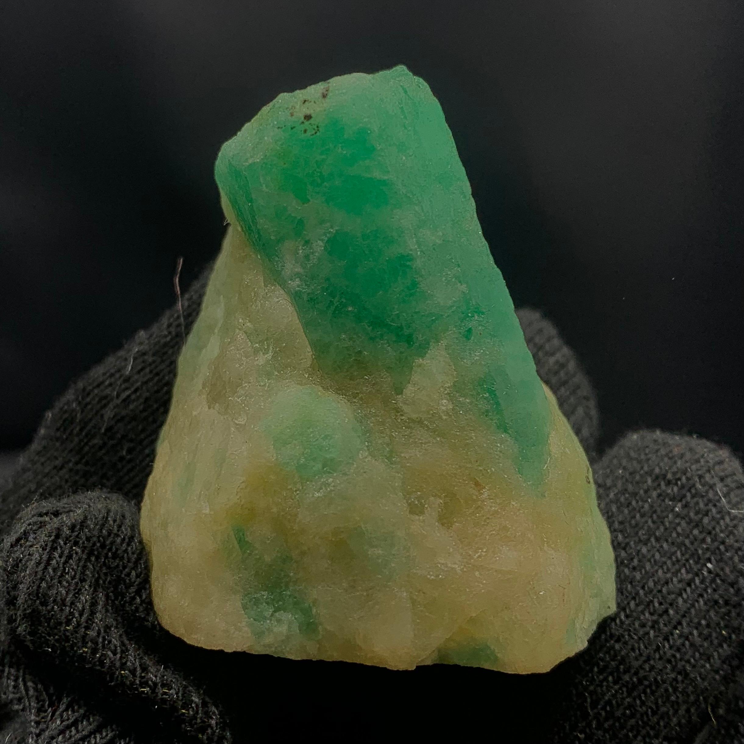 Pakistani Gorgeous 44 Gram Natural Emerald Specimen with Calcite Matrix from Pakistan Mine