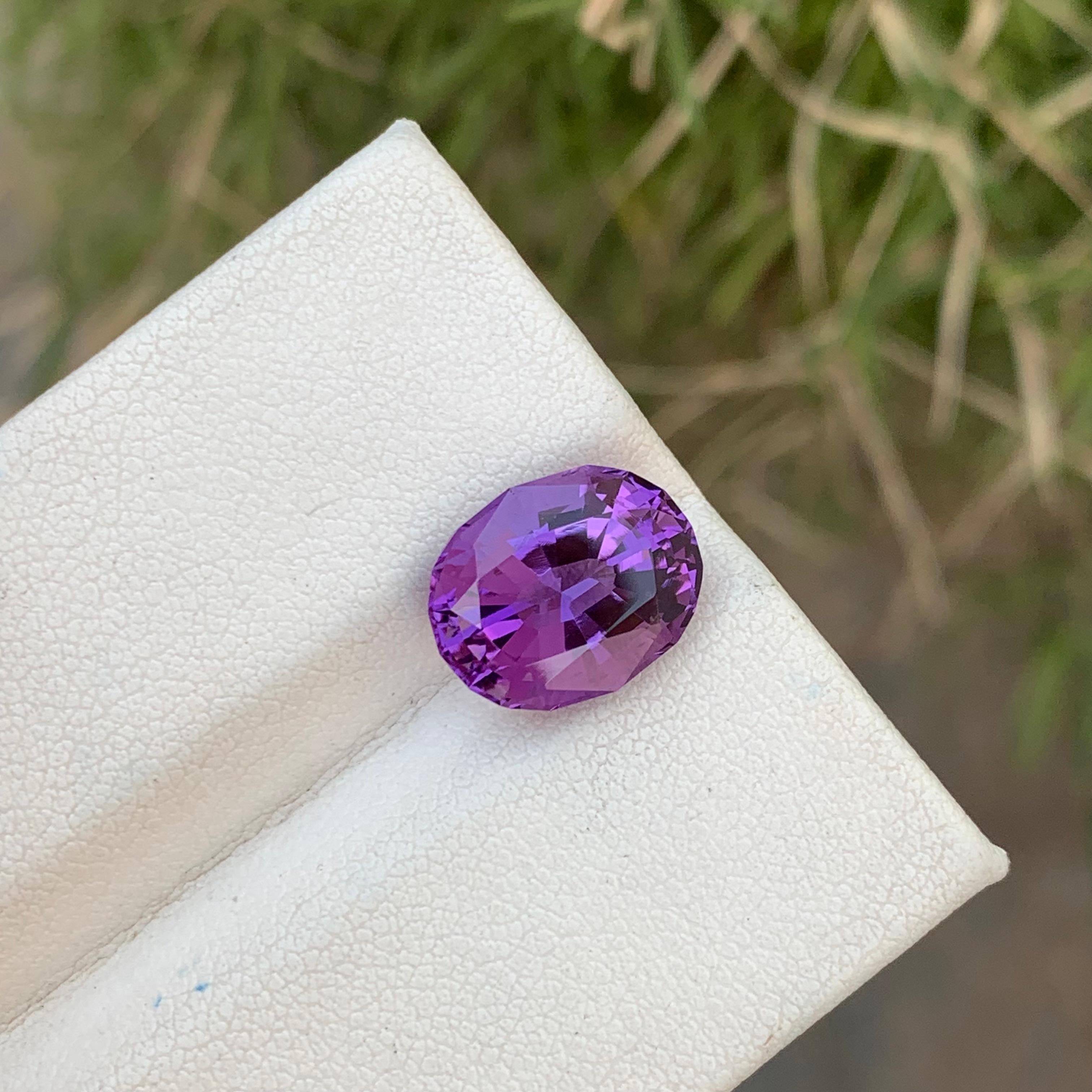 Gorgeous 4.60 Carats Natural Loose Deep Purple Amethyst Ring Gem For Sale 1