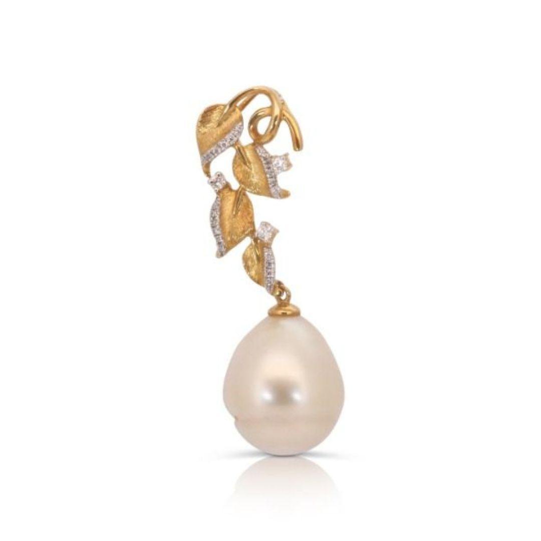 Women's Gorgeous 4.6mm Oval Pearl Pendant with Side Diamonds For Sale