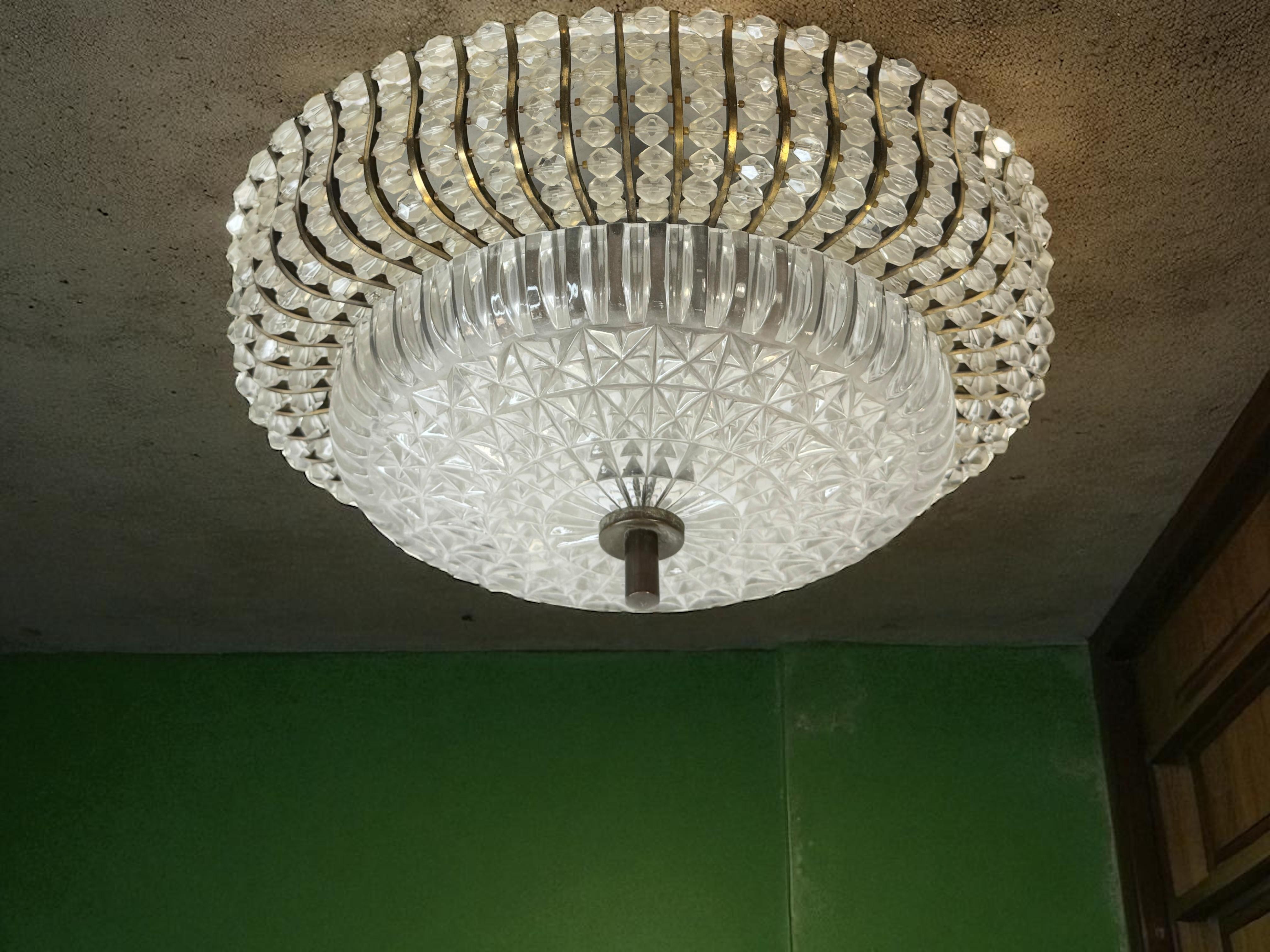 Splendida plafoniera a 5 luci in vetro di Palwa, metà del secolo scorso, Germania, anni '60 in vendita 5