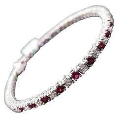 Gorgeous 5.14 Carat Platinum Natural Burma Ruby & Diamond Tennis Bracelet